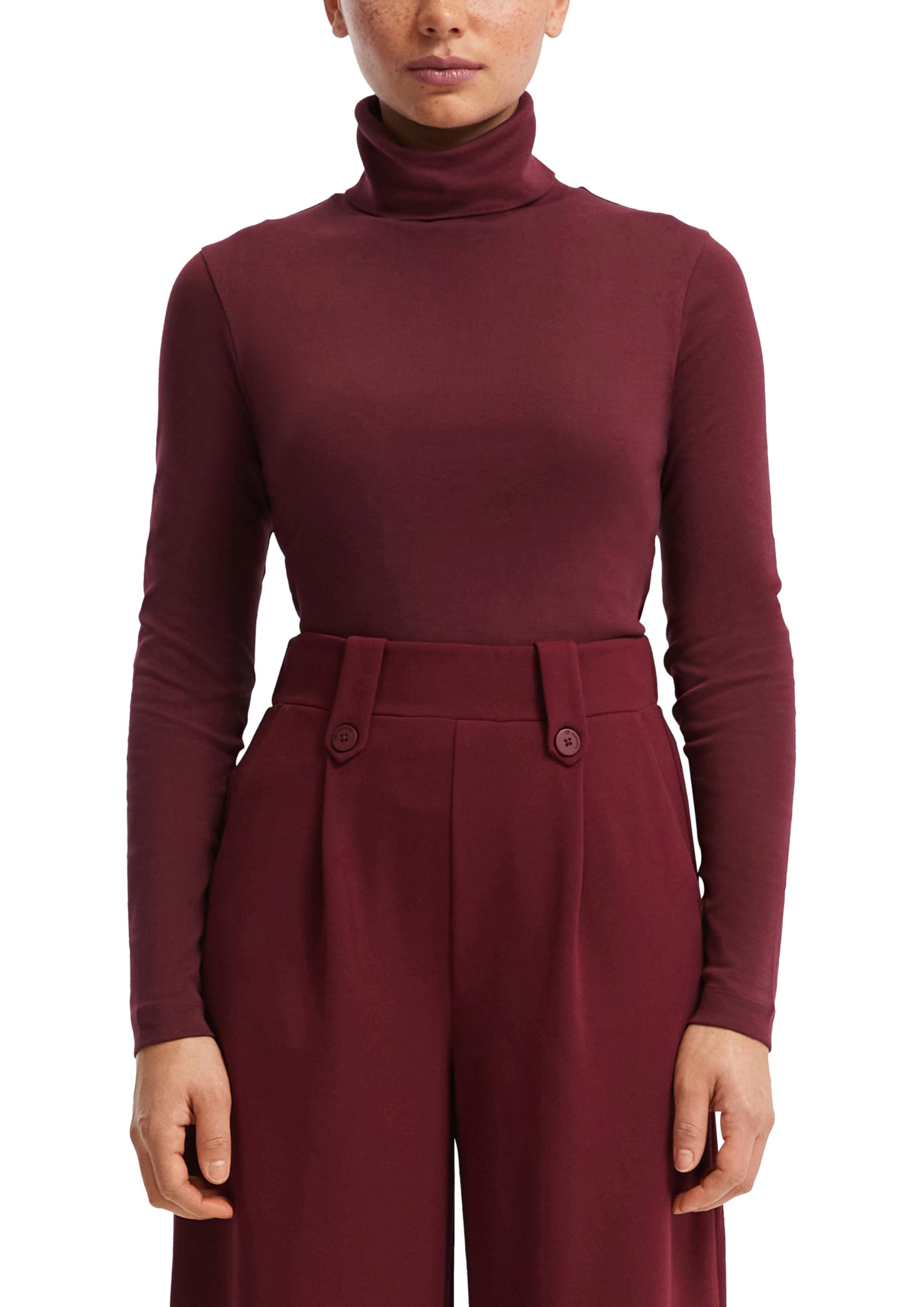 s.Oliver QS Rollkragen-Langarmshirt L ecru Baumwolle