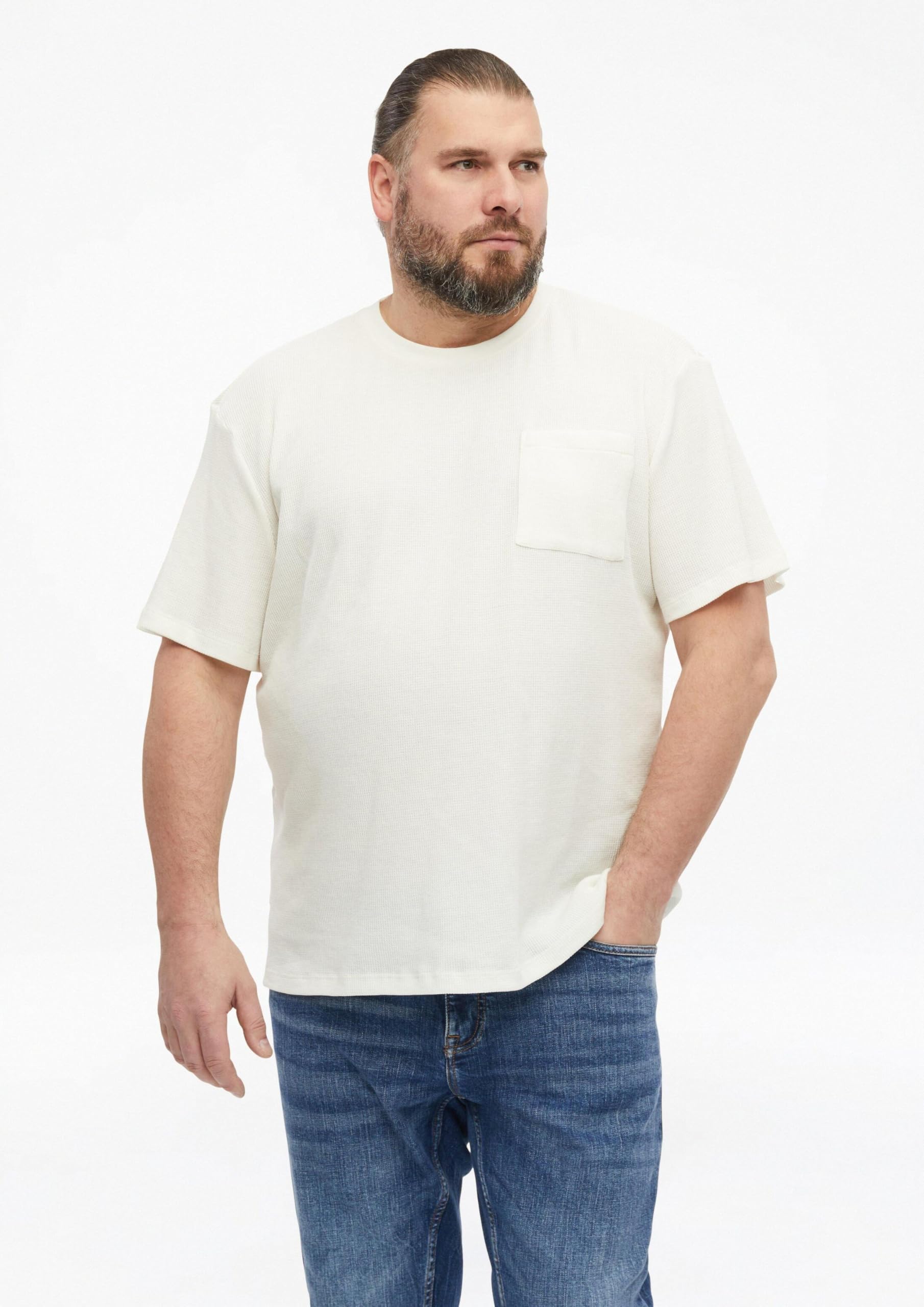 s.Oliver Waffelpiqué-T-Shirt Brusttasche 5XL Baumwolle