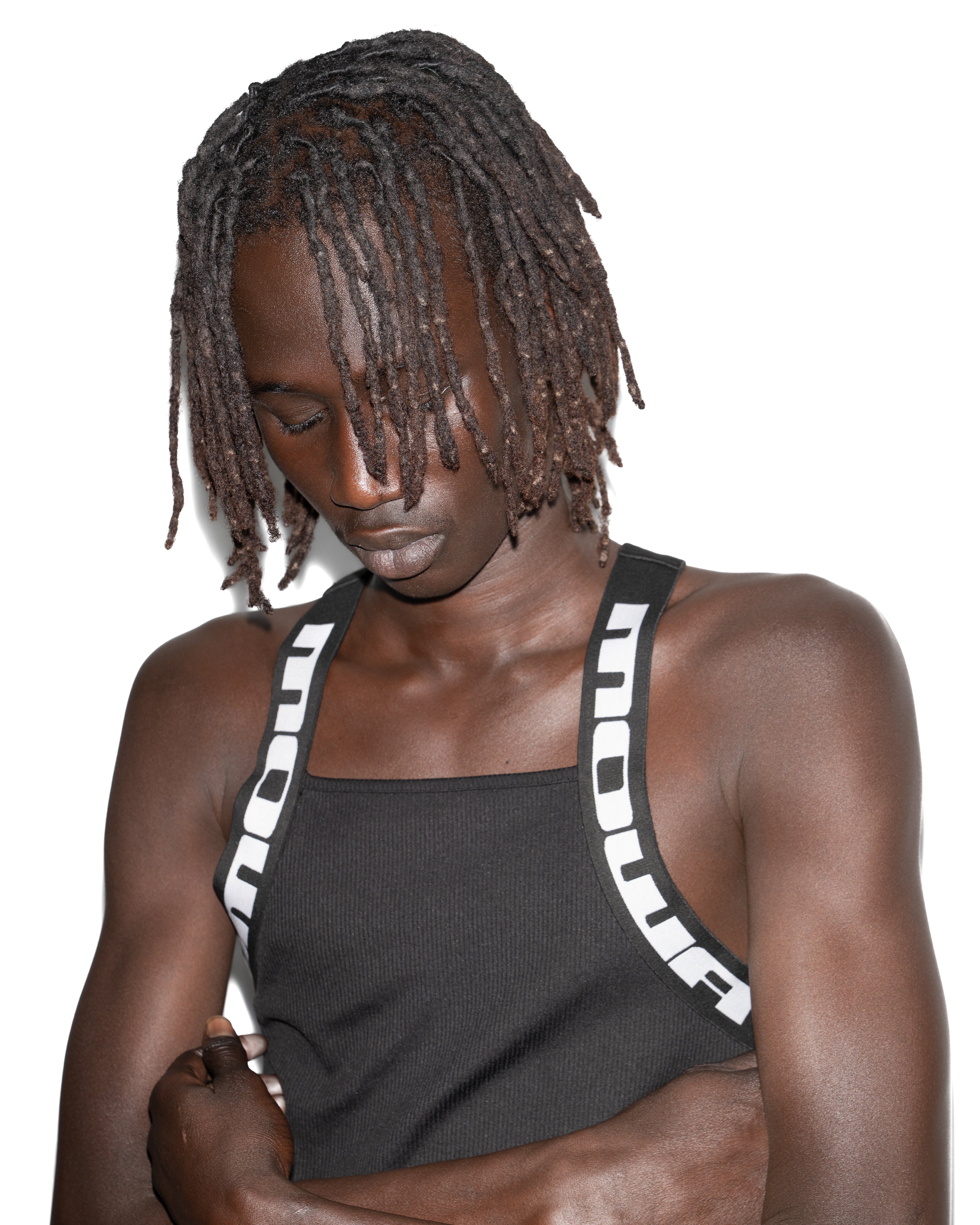 Mowalola Unit Vest Top Schwarz gerippt