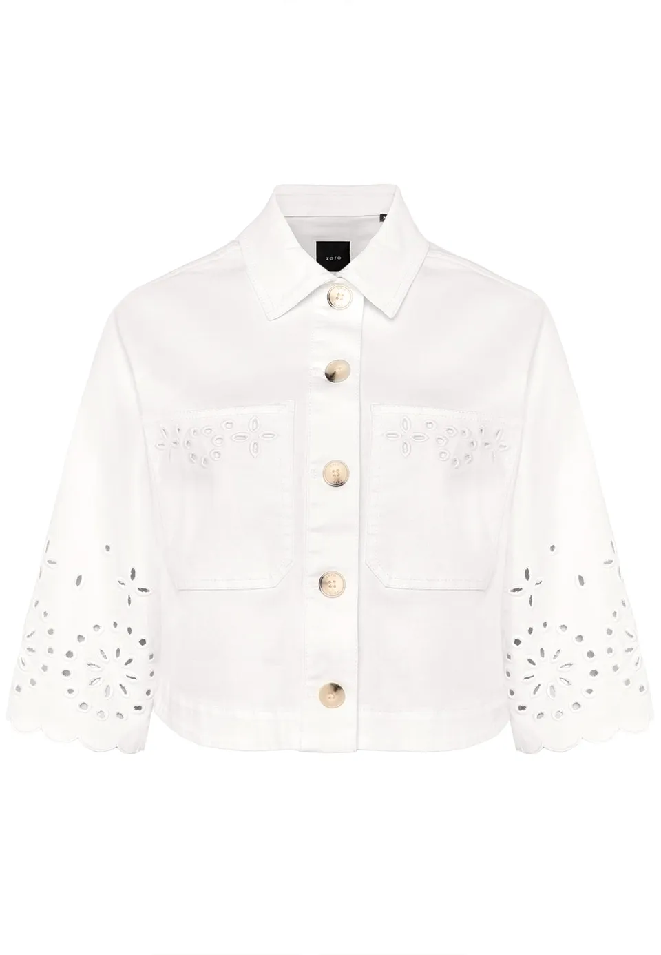 zero Blazer-Jacke mit Lochmuster Gr.40 Patch Cream