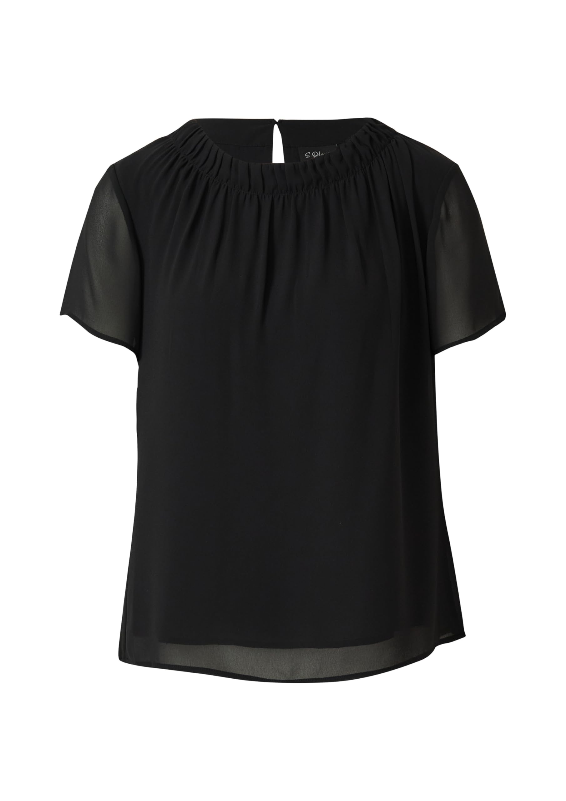 s.Oliver Chiffon-Bluse Kurzarm Gr. 38 mit Raffung