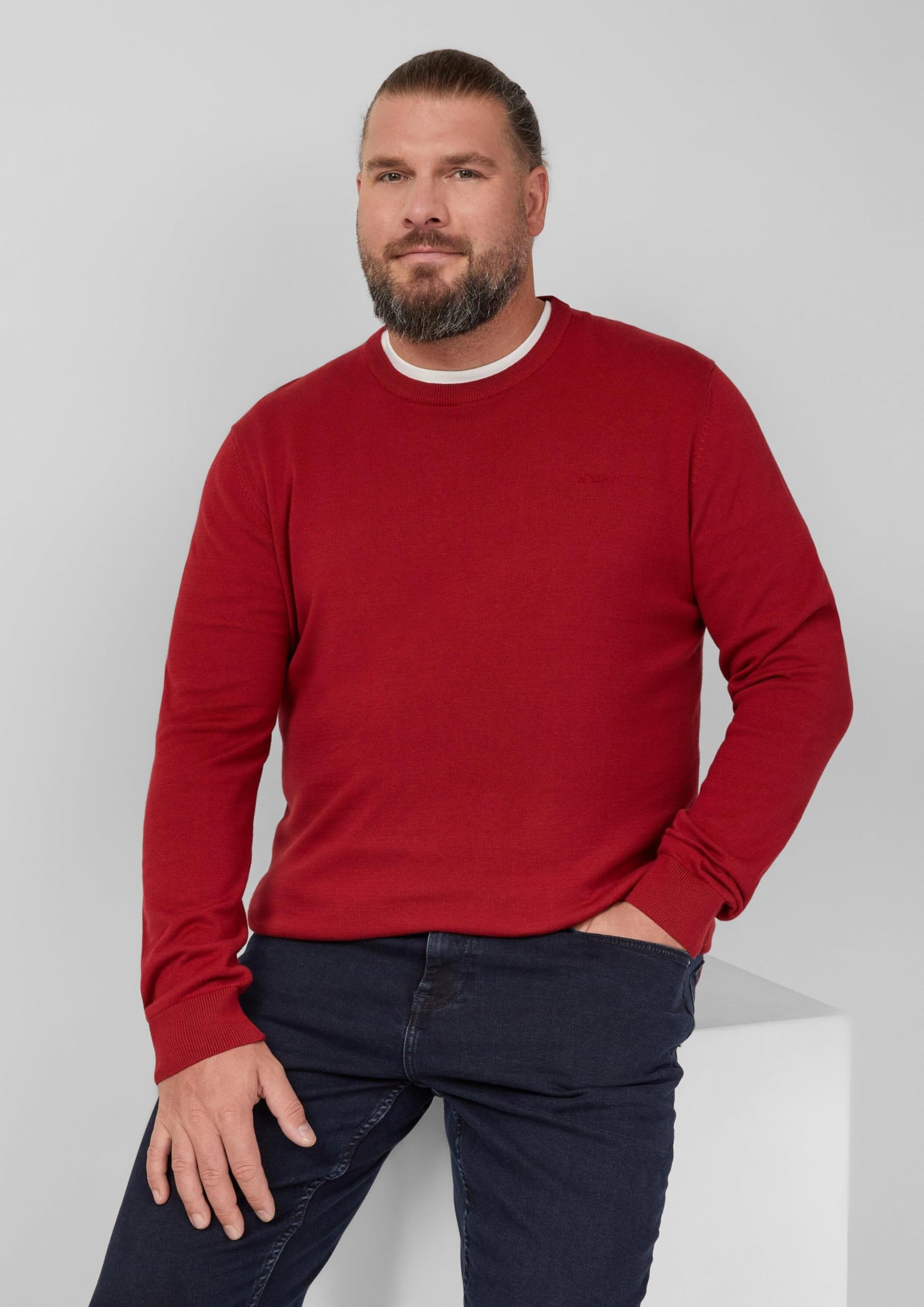 s.Oliver RED LABEL Crew Neck Big Size Pullover Blau aus Strick