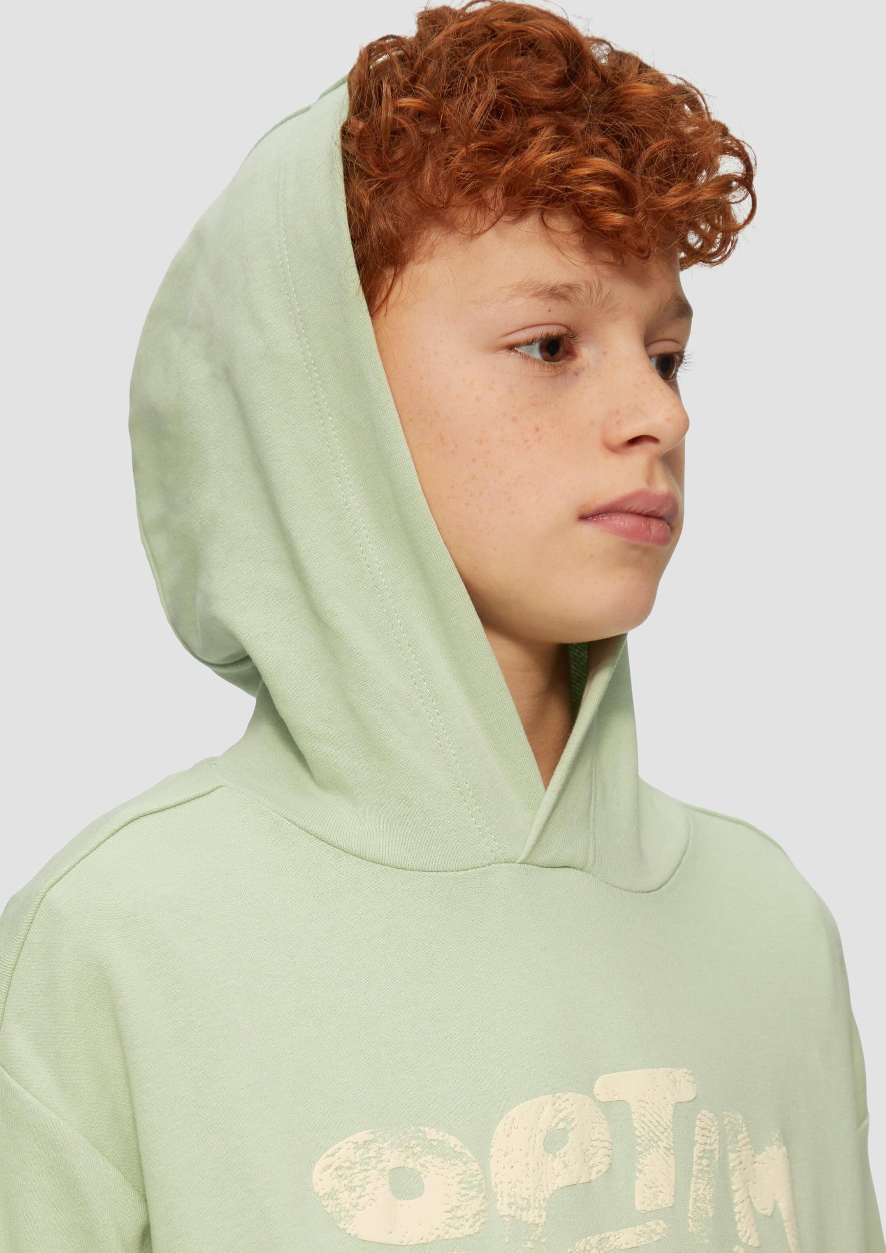 s.Oliver Oversized Hoodie salbeigrün mit Frontprint