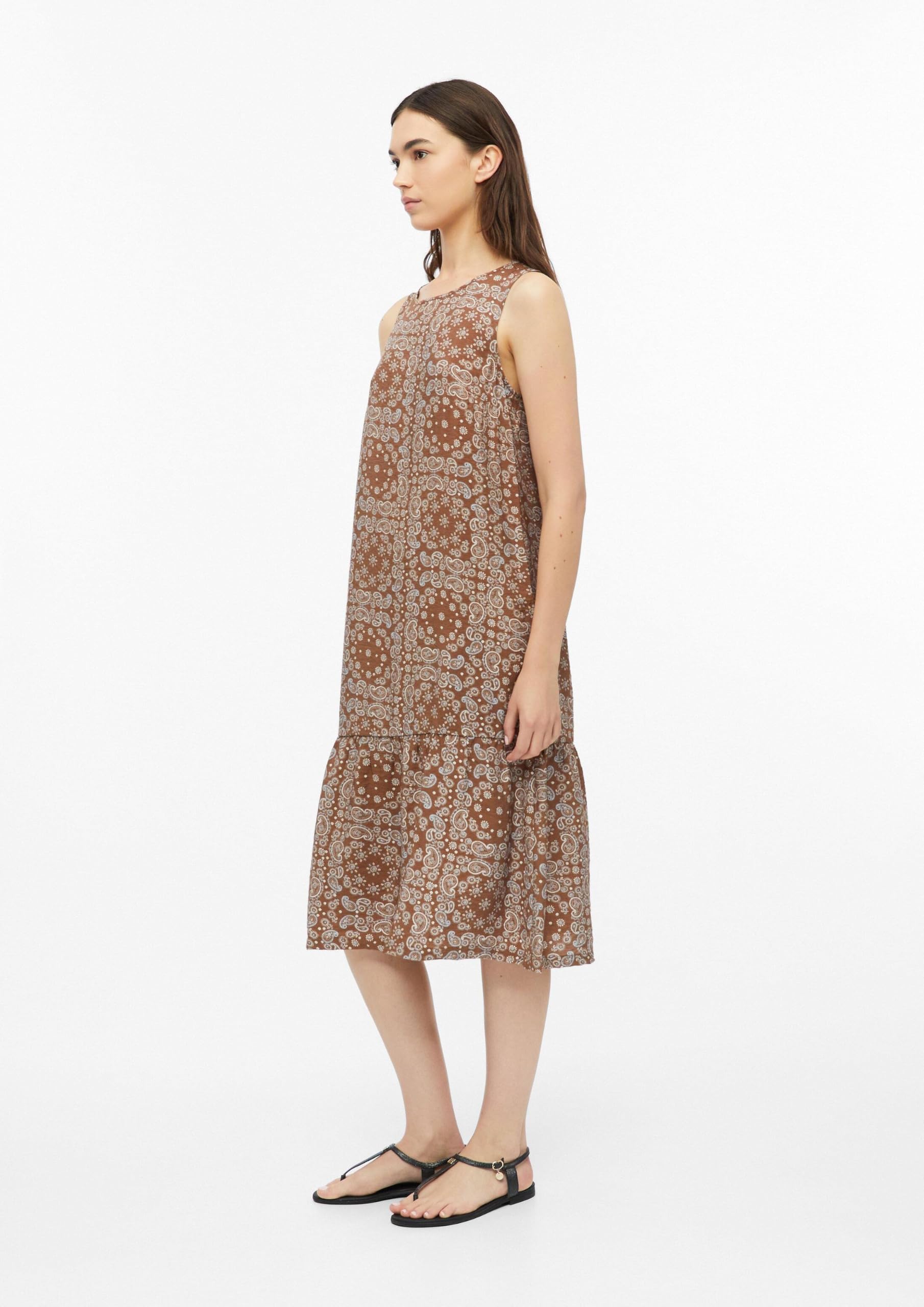 s.Oliver Red Label Kleid mit All-Over-Print und Raffung karamell