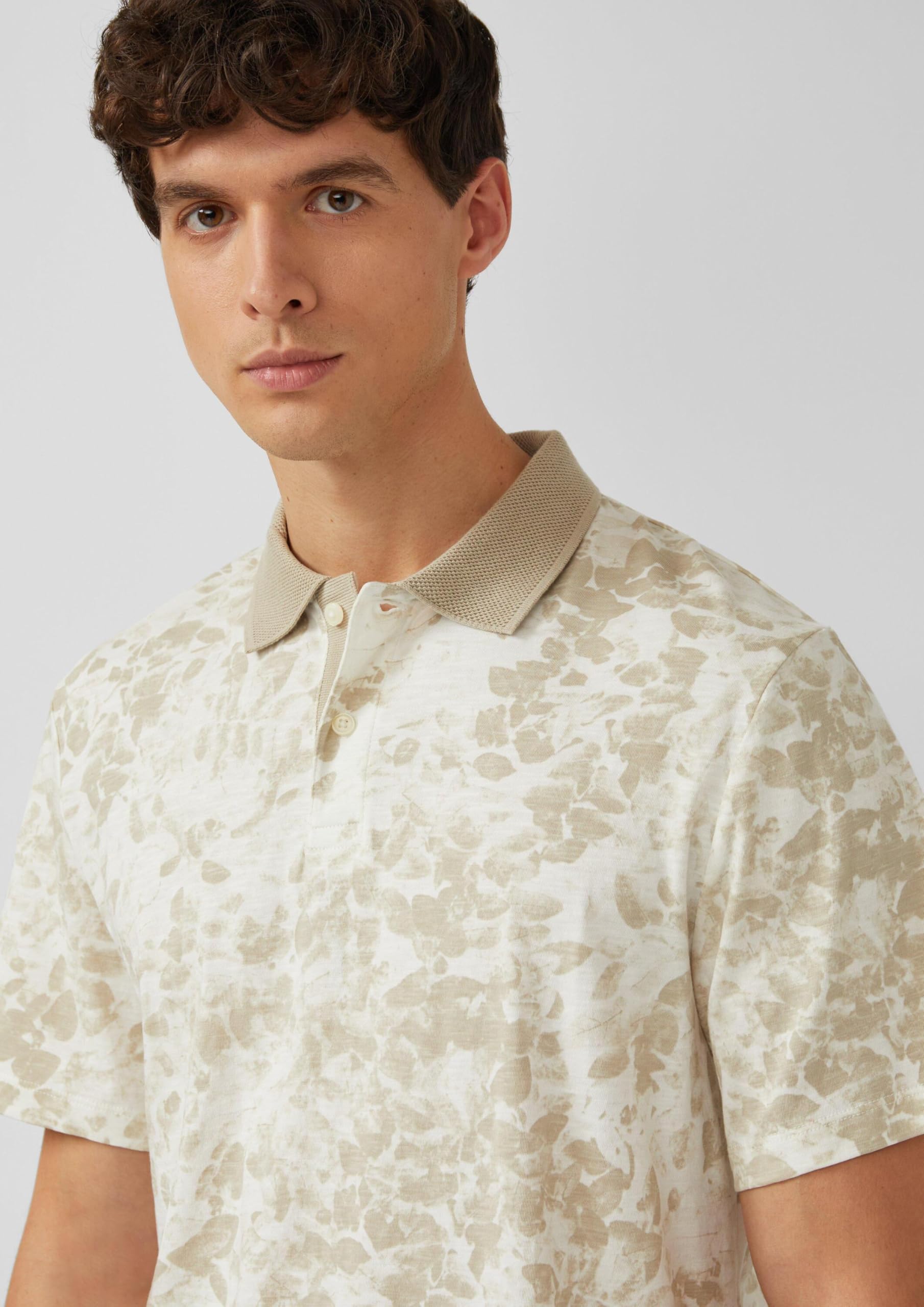 s.Oliver Junior Poloshirt All-Over-Print Flammgarn Beige