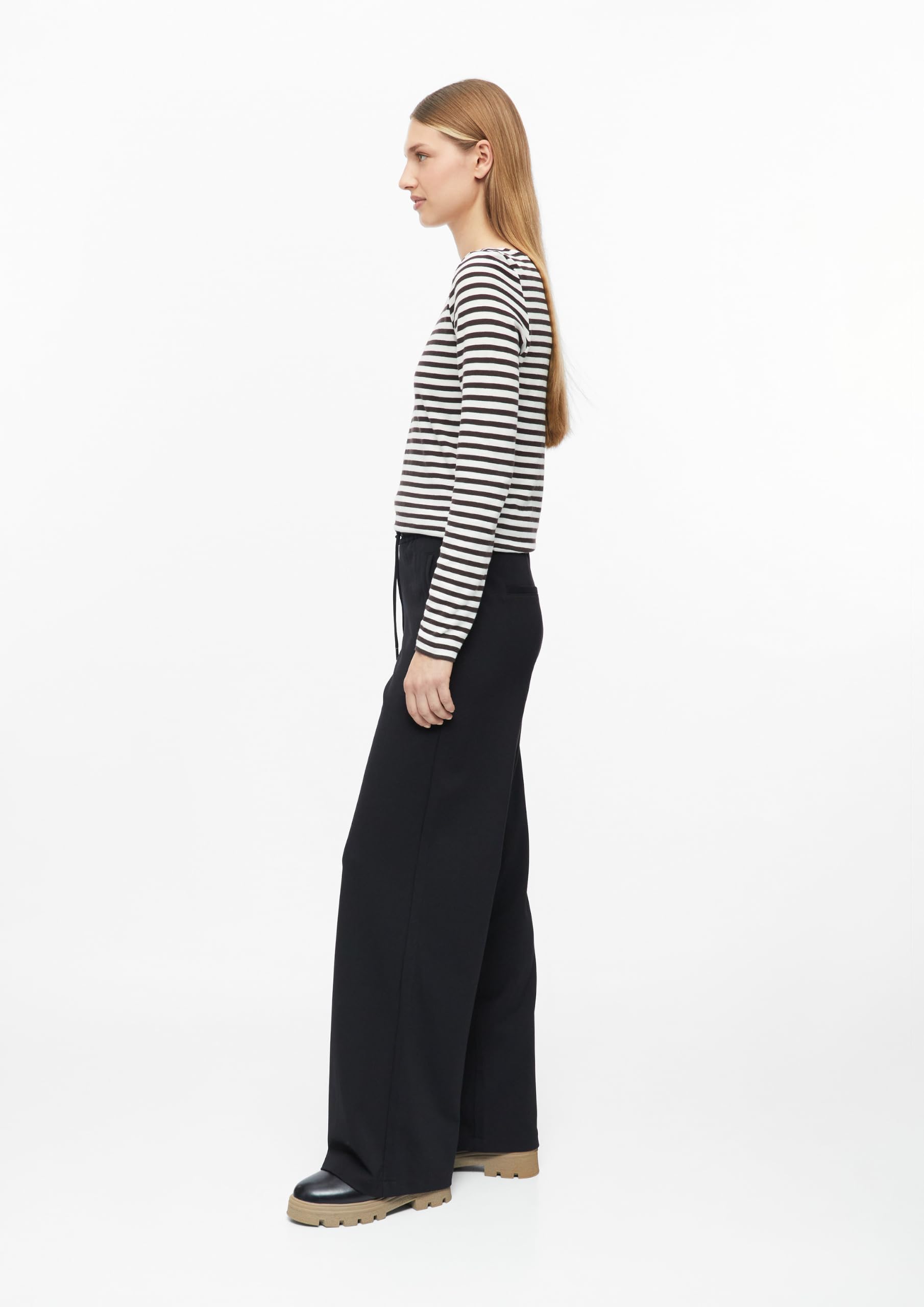 s.Oliver Red Label Hose Wide Leg Schwarz Elastikbund