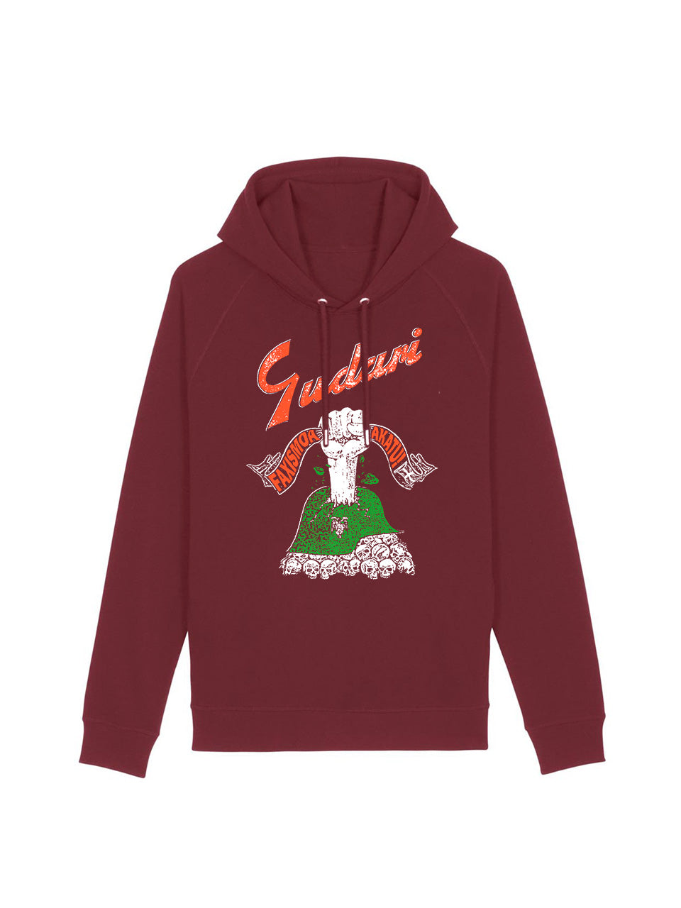 dna merch Gudari Kapuzenpullover Damen burgunderrot Baumwolle