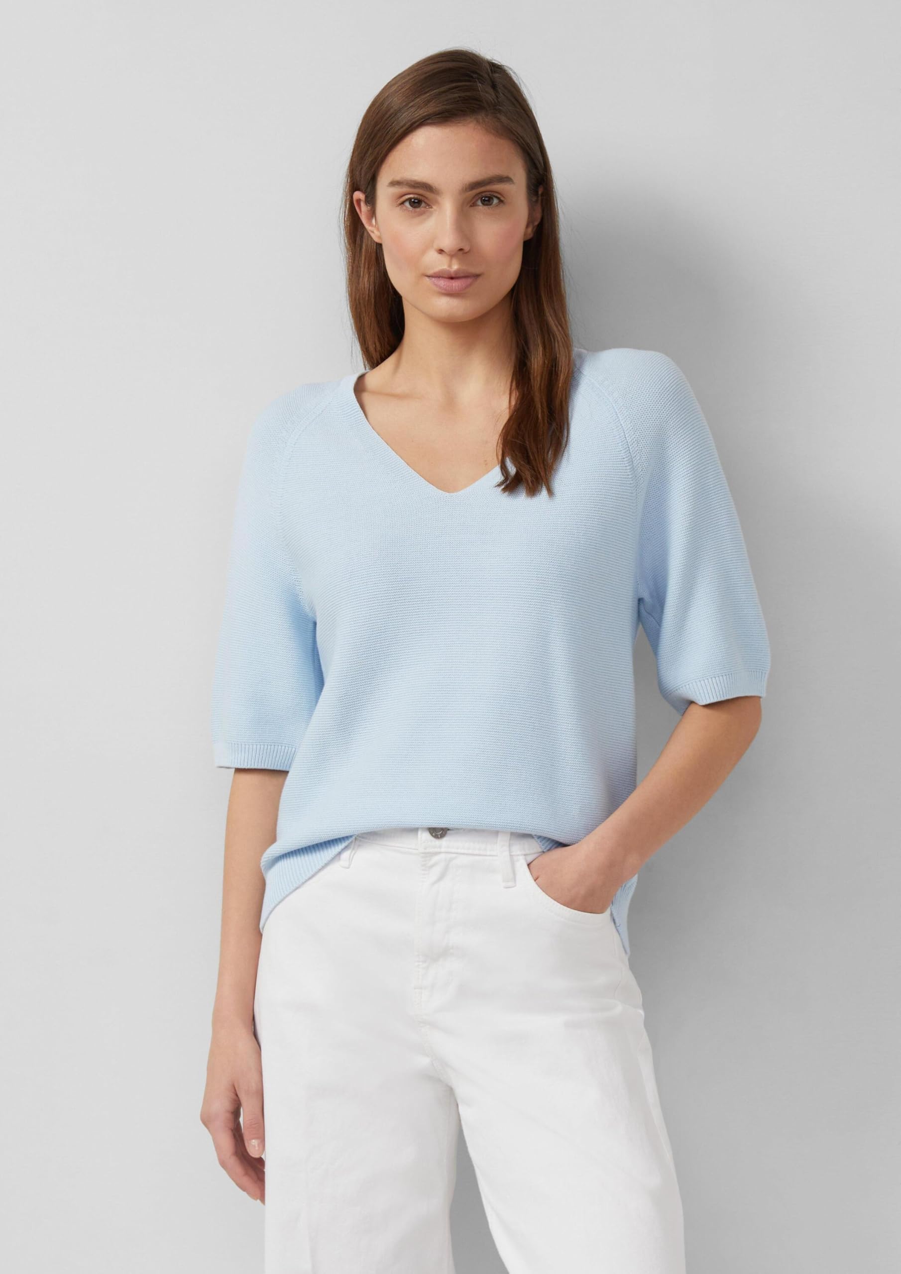 s.Oliver Red Label Strickpullover Kurzarm V-Ausschnitt