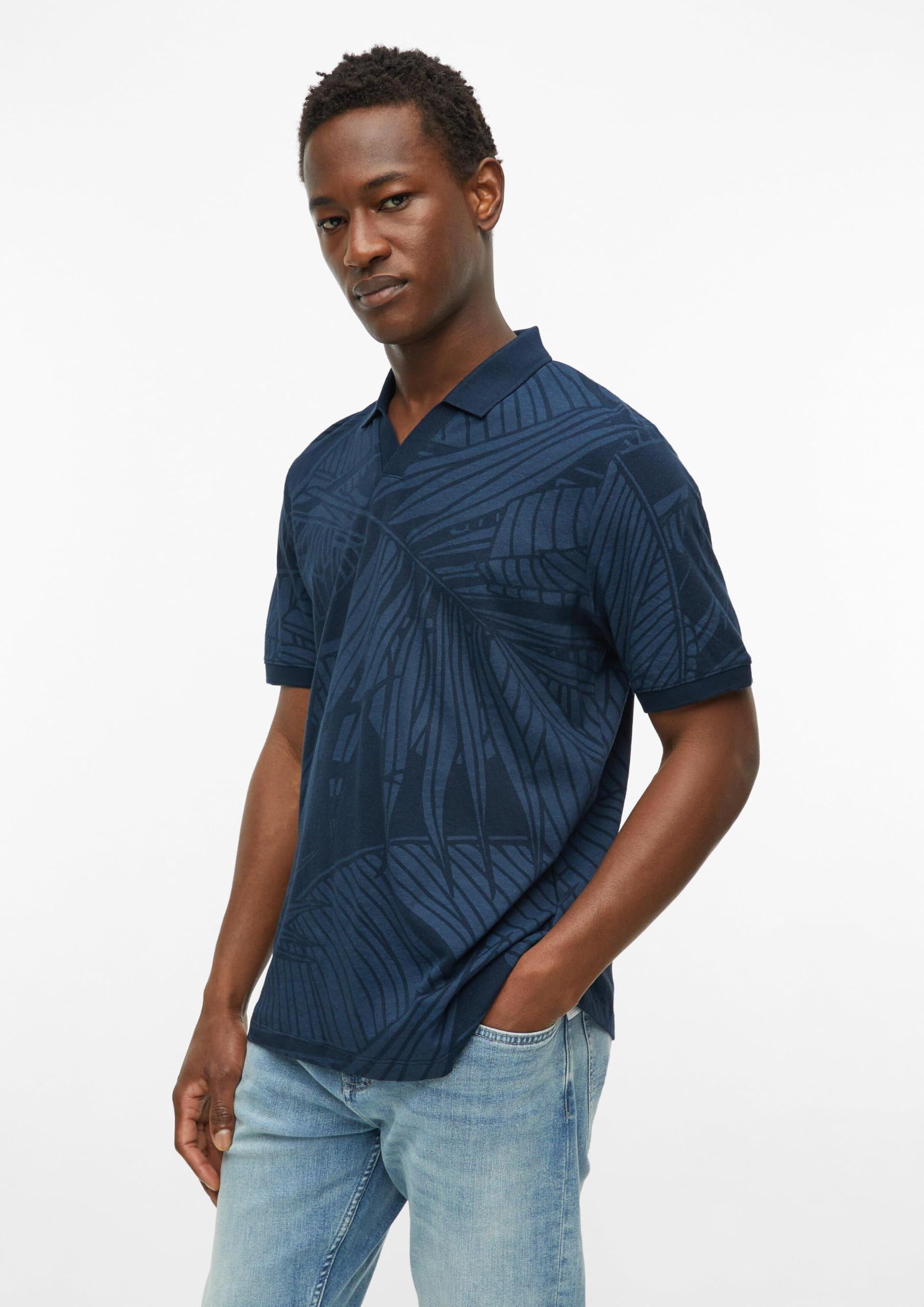 s.Oliver Junior Print-Poloshirt Baumwoll-Leinen Olivgrün