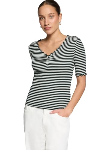 zero Halbarm-Shirt mit Raffung Shirt 38 Green Cream figurfreundlich