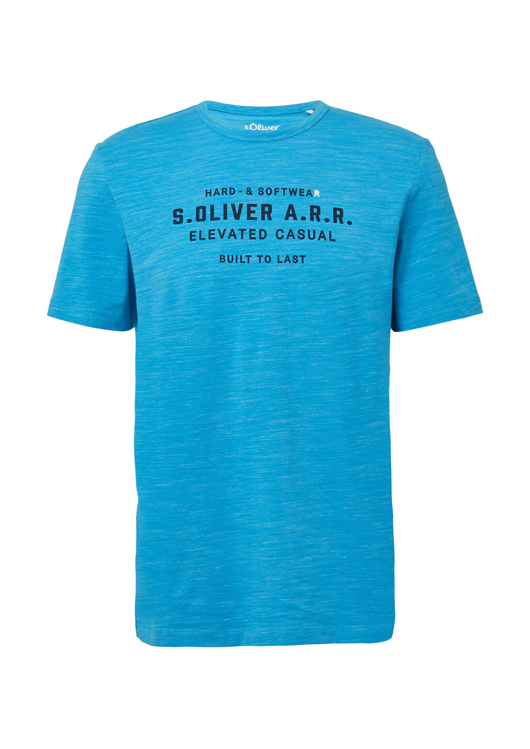 s.Oliver RED LABEL T-Shirt Logo-Schriftzug tiefblau meliert