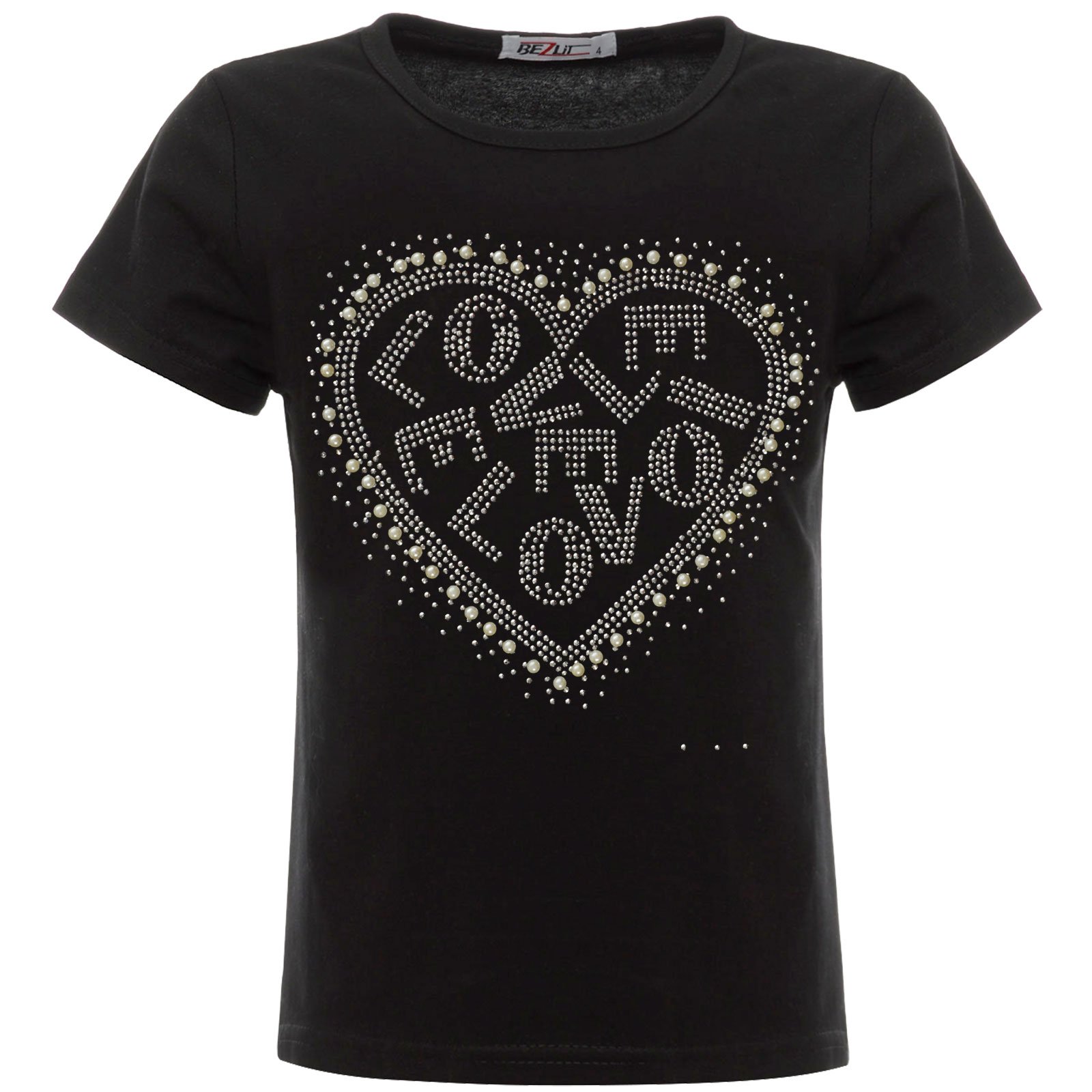 BEZLIT Love Herz T-Shirt Glitzer weiß 128