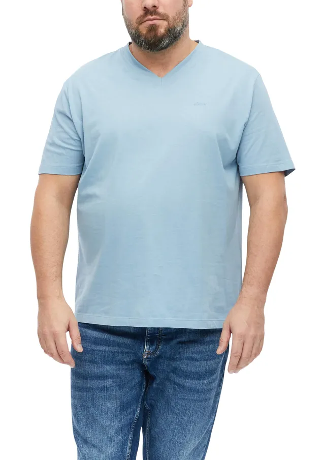 s.Oliver Junior T-Shirt Logo V-Neck Baumwolle Blau