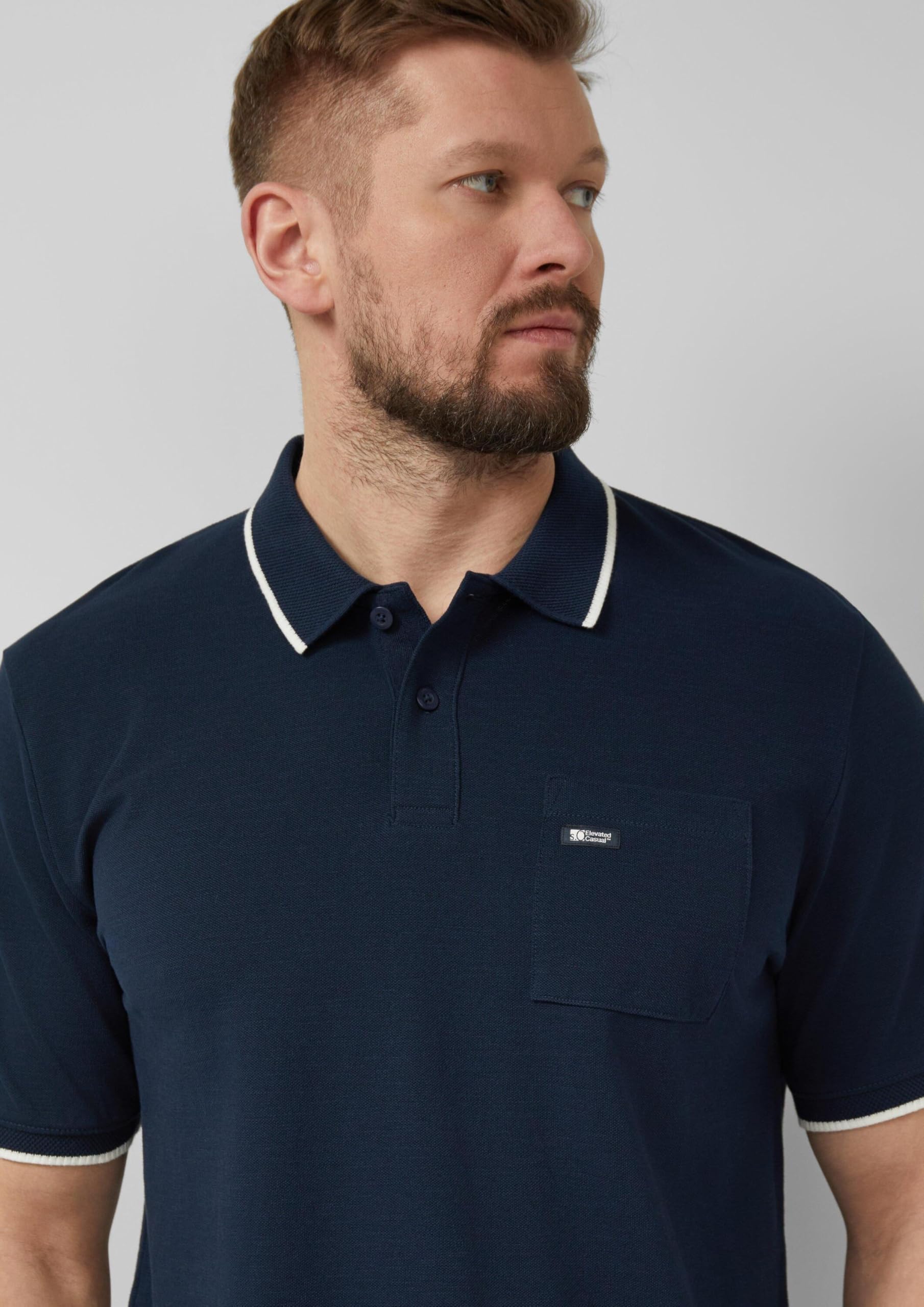 s.Oliver Junior Poloshirt Flammgarn-Piqué Navy Brusttasche