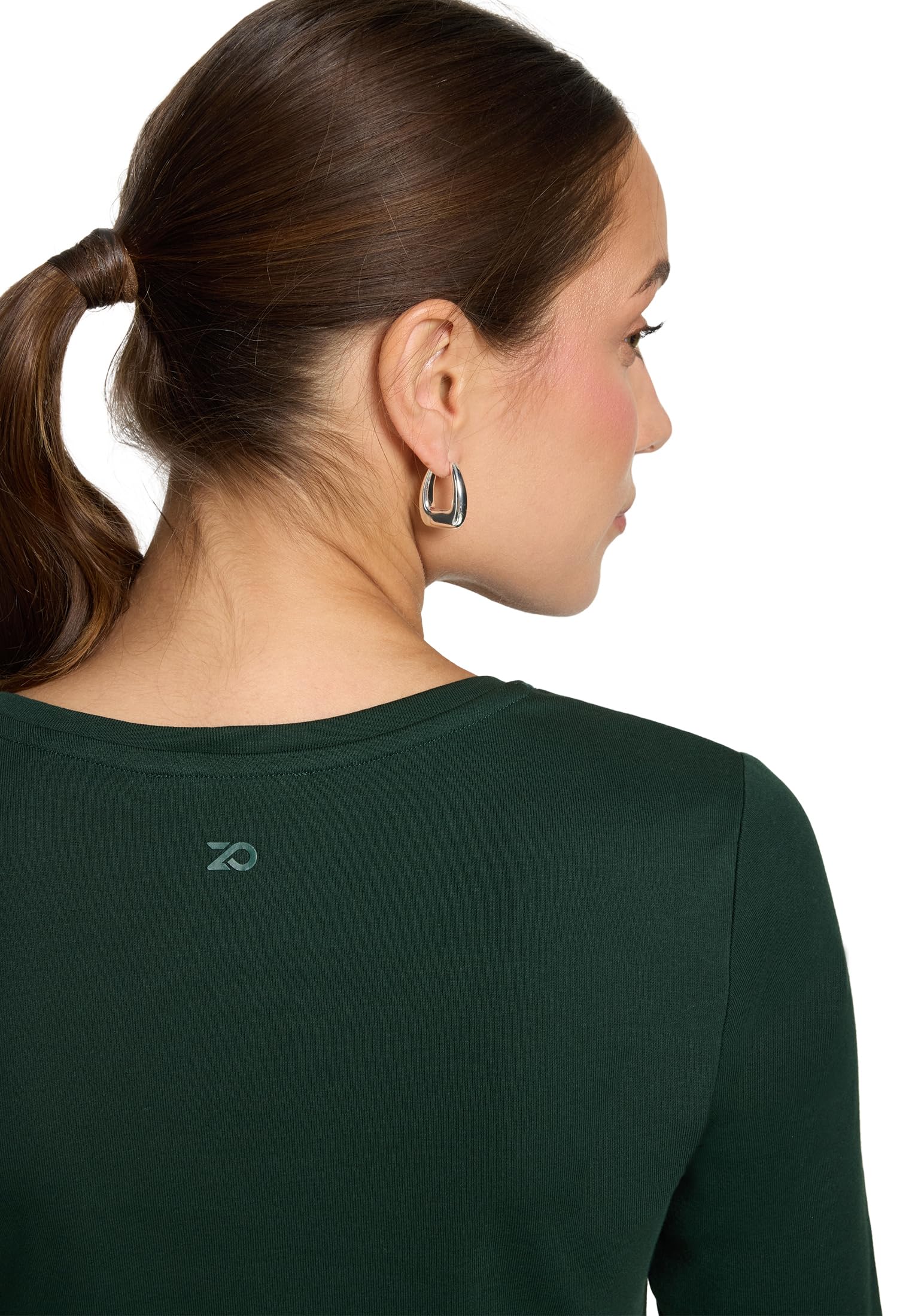 zero Basic Shirt V-Ausschnitt Baumwolle Kurzarm