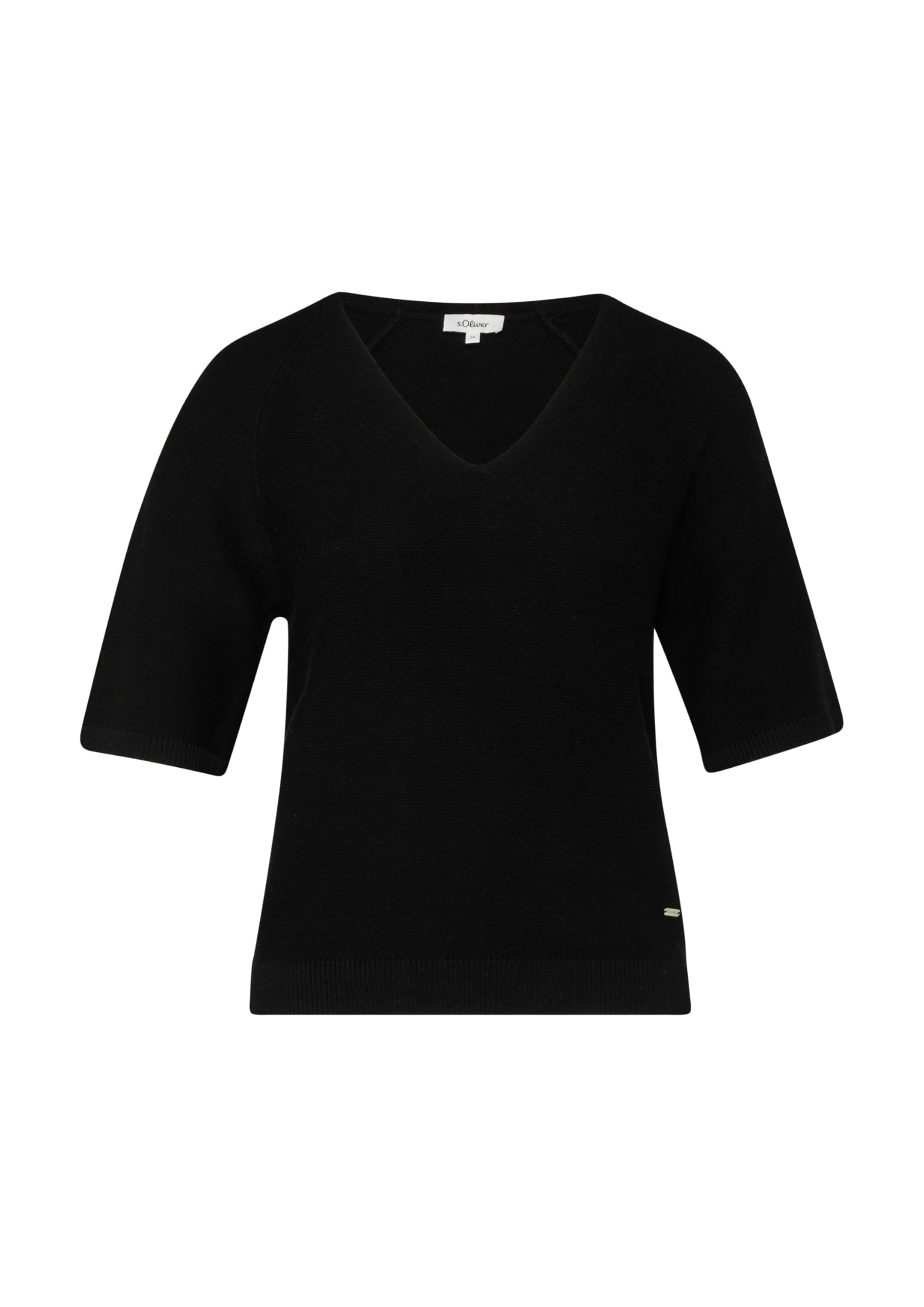 s.Oliver Red Label Kurzarm-Strickpullover Baumwollmix schwarz