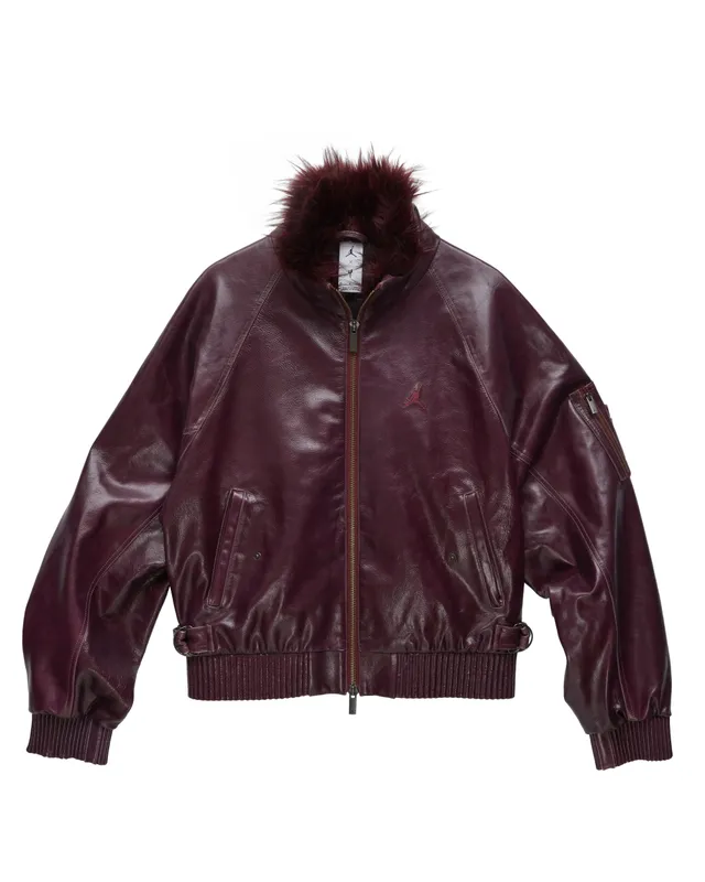 Mowalola Jordan Lederjacke Night Maroon aus Leder