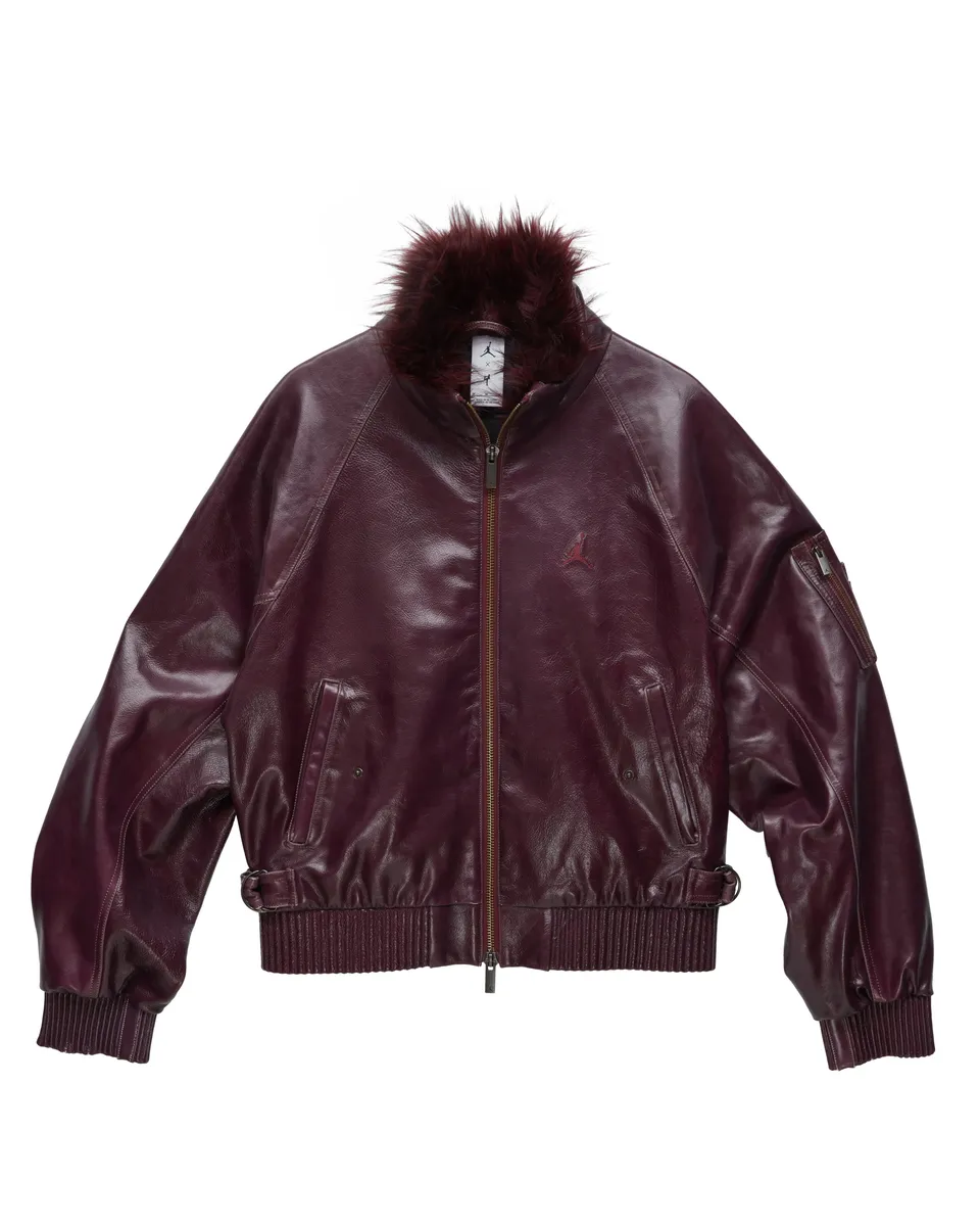Mowalola Jordan Lederjacke Night Maroon aus Leder