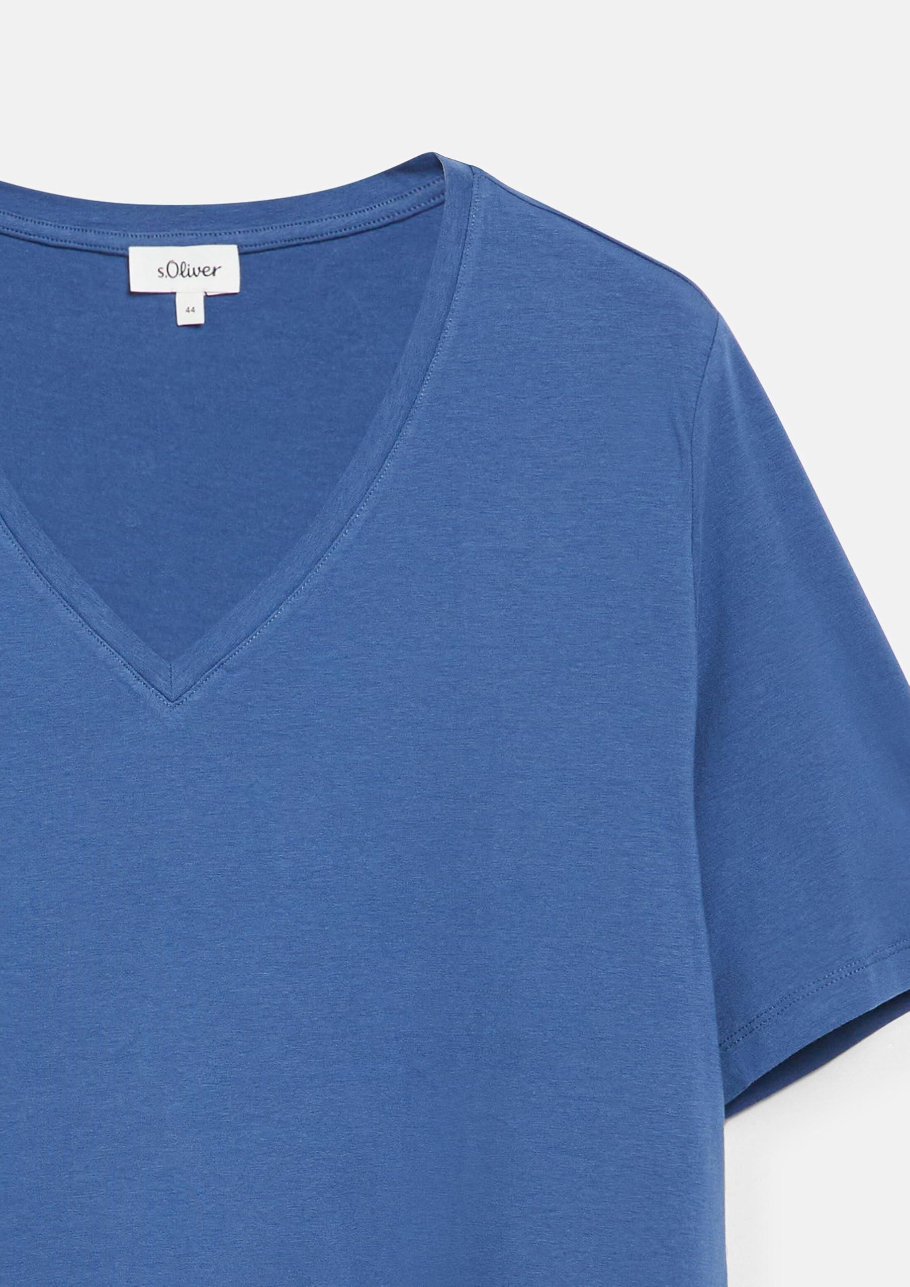 s.Oliver T-Shirt V-Ausschnitt Blau Gr. 44