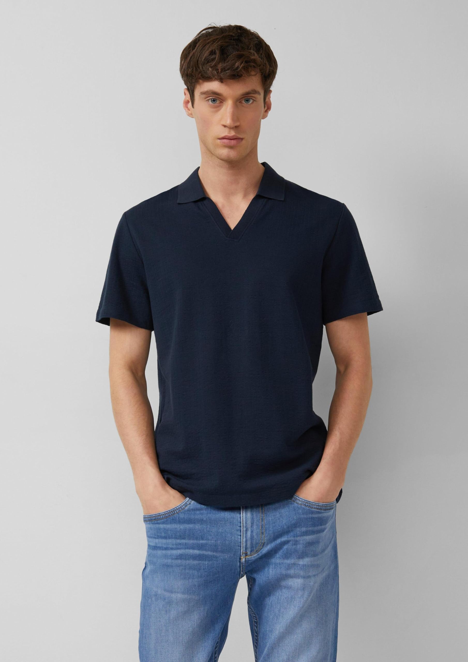 s.Oliver Junior Struktur Poloshirt navy reine Baumwolle