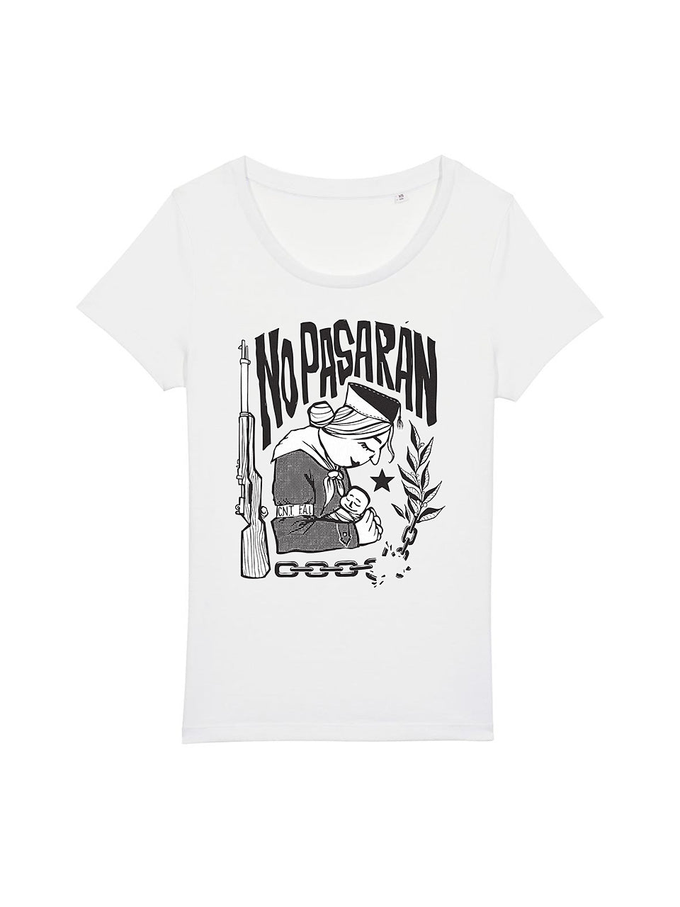 dna merch No Pasarán Damen T-Shirt Schwarz mit Print