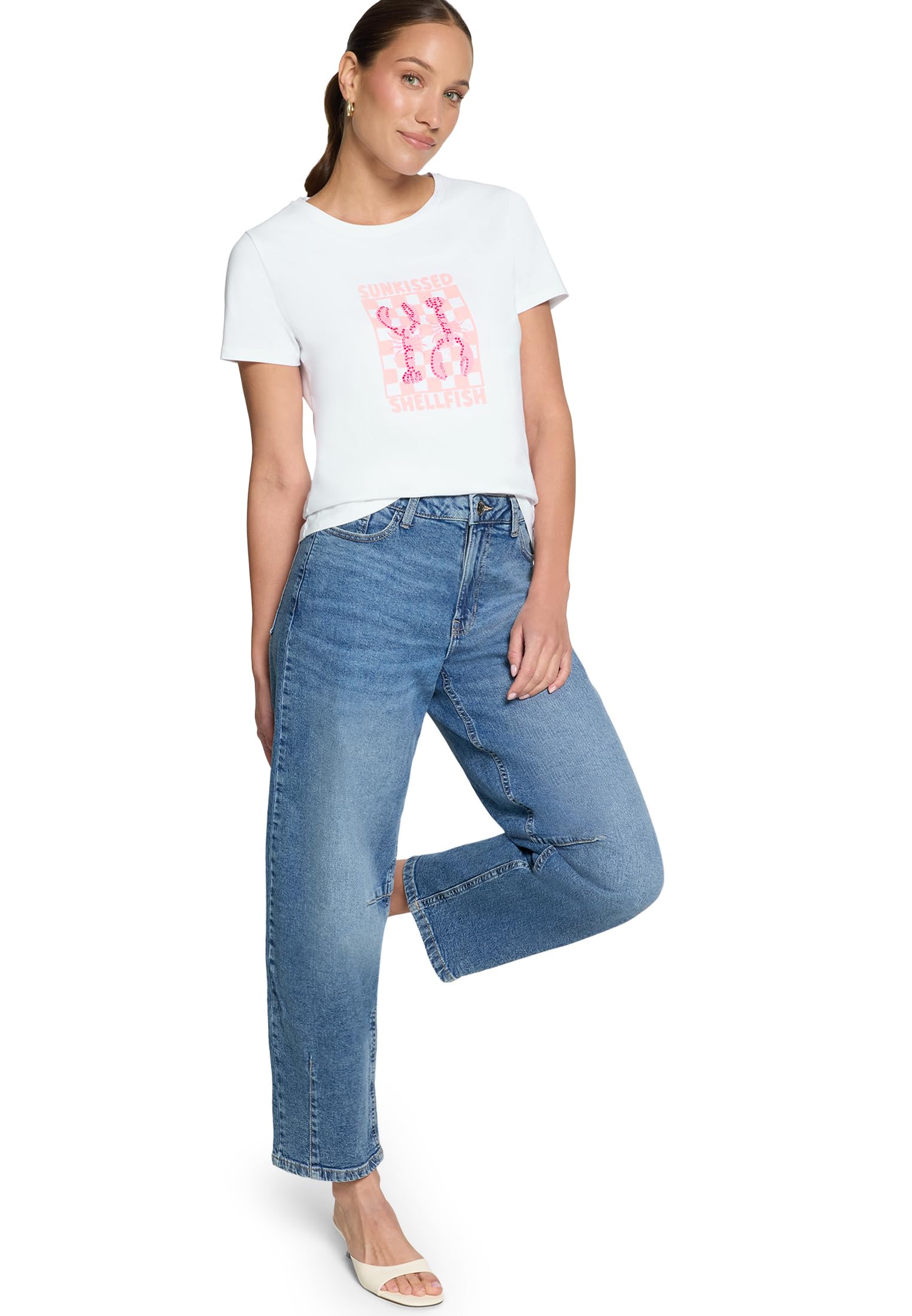 zero Printshirt mit Aufdruck T-Shirt 38 Patch White Rosé bedruckt