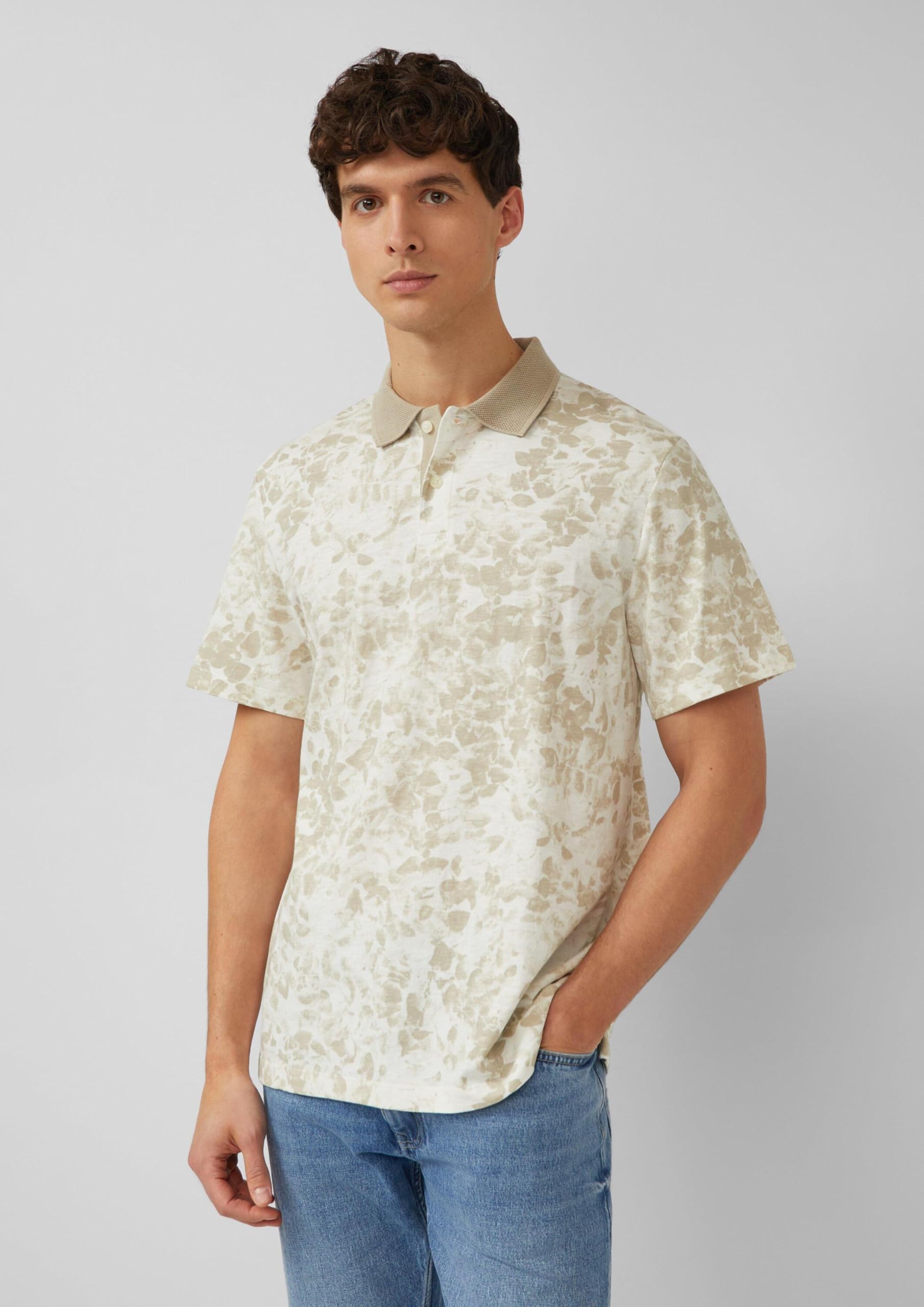 s.Oliver Junior Poloshirt All-Over-Print Flammgarn Beige