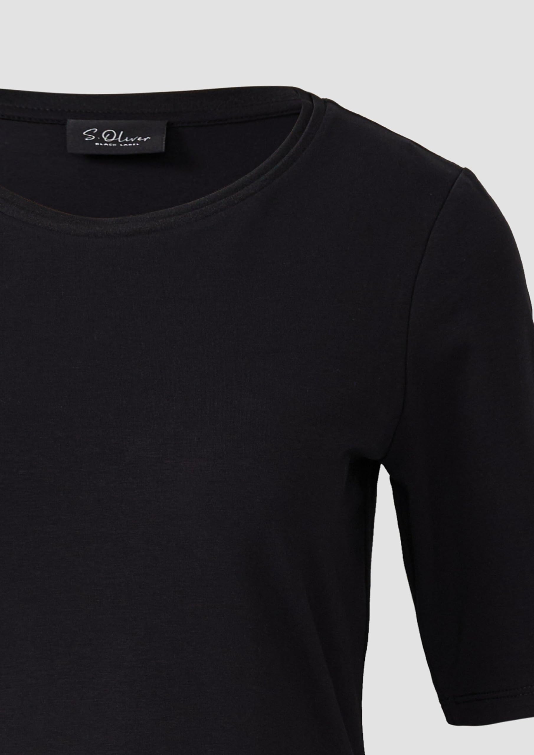 s.Oliver T-Shirt Baumwollmix Satindetail weiß Regular Fit