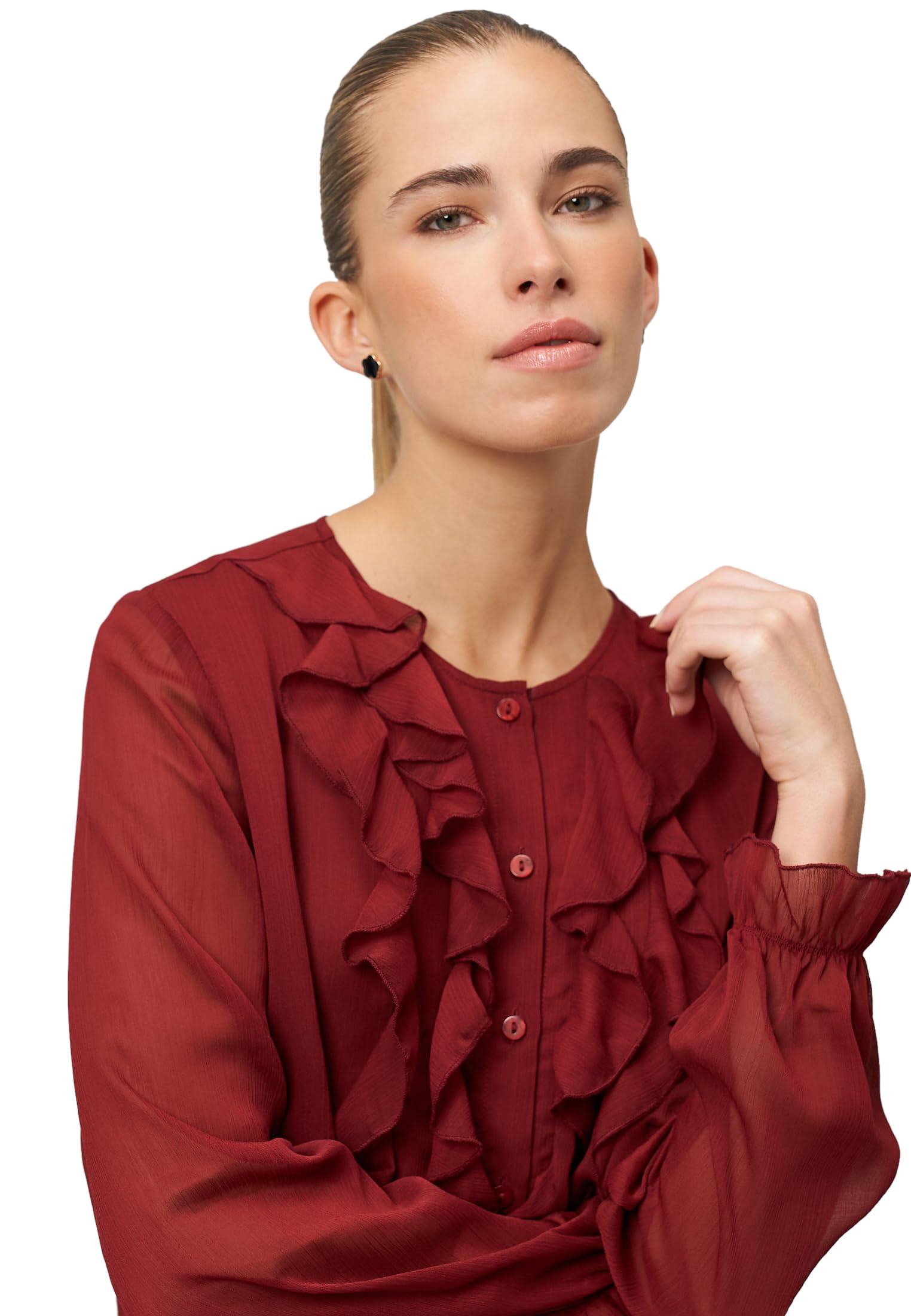 zero Chiffonbluse mit Volants festlich