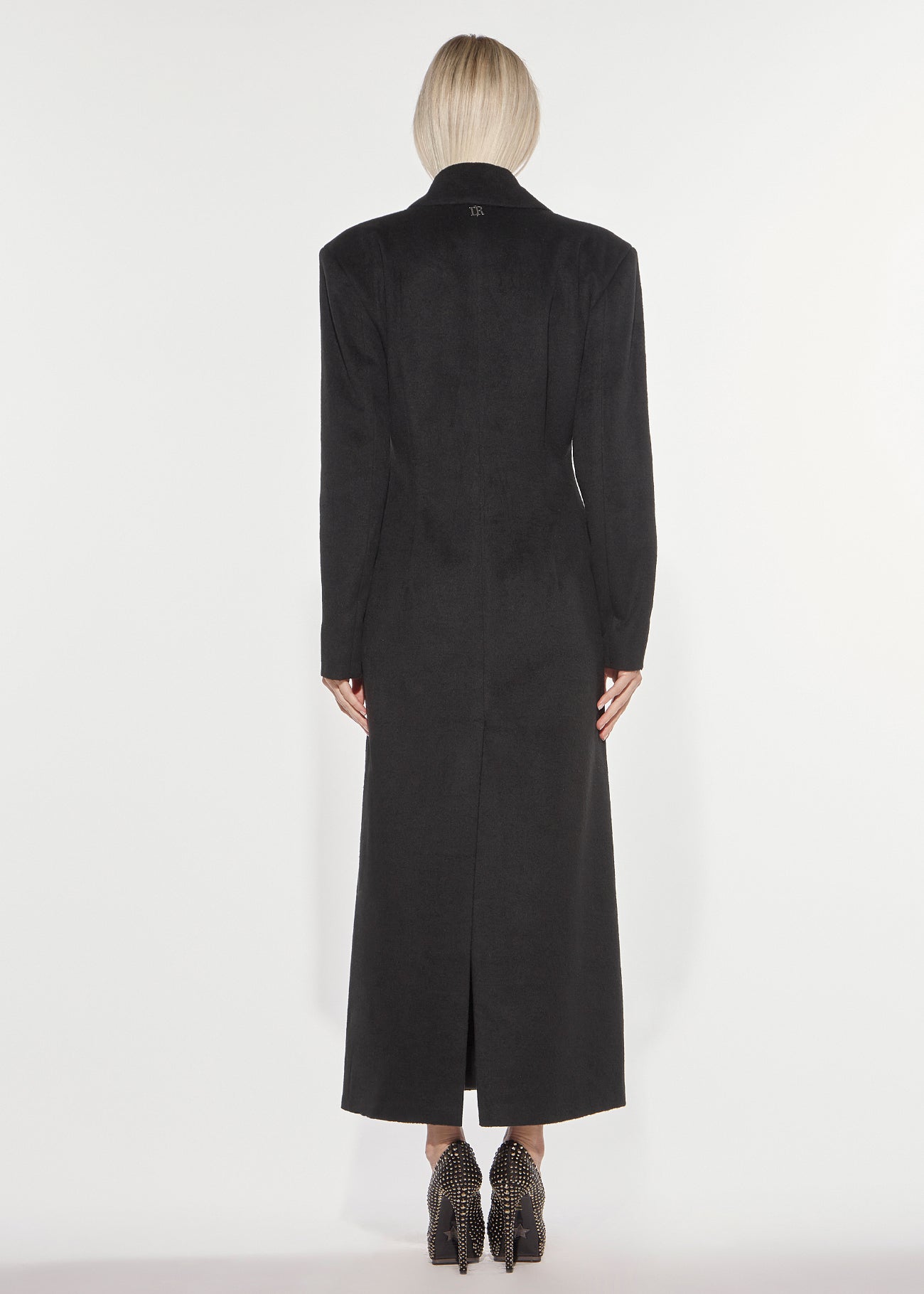 Denny Rose Mantel Hourglass Wollmix Schwarz Lang