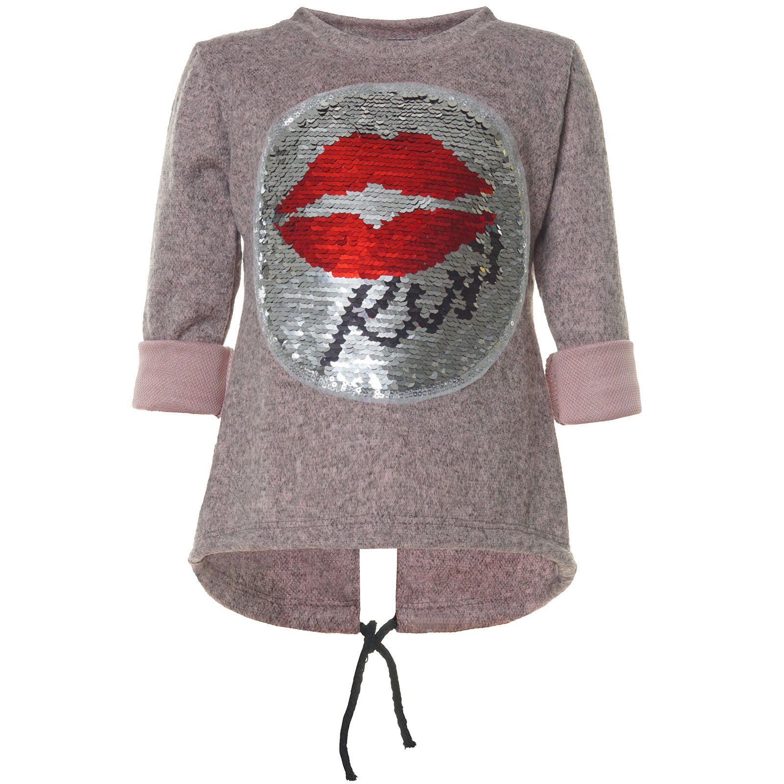 BEZLIT Mädchen Pullover Pailletten Lippen Rosa 122