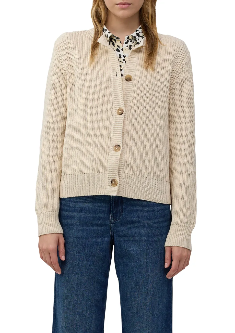 s.Oliver Junior Cardigan Baumwollmix Ripp-Optik Sand