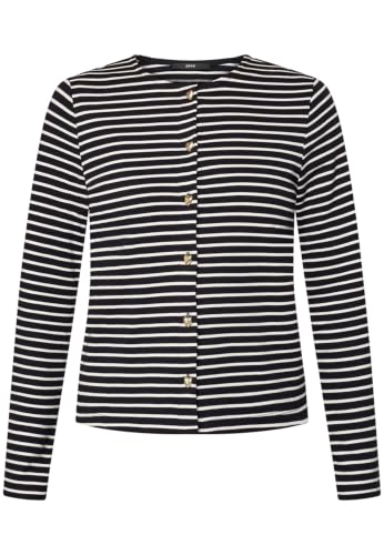 zero Sweatjacke Knopfleiste Damenjacke 40 Dark BlueCream sportlich