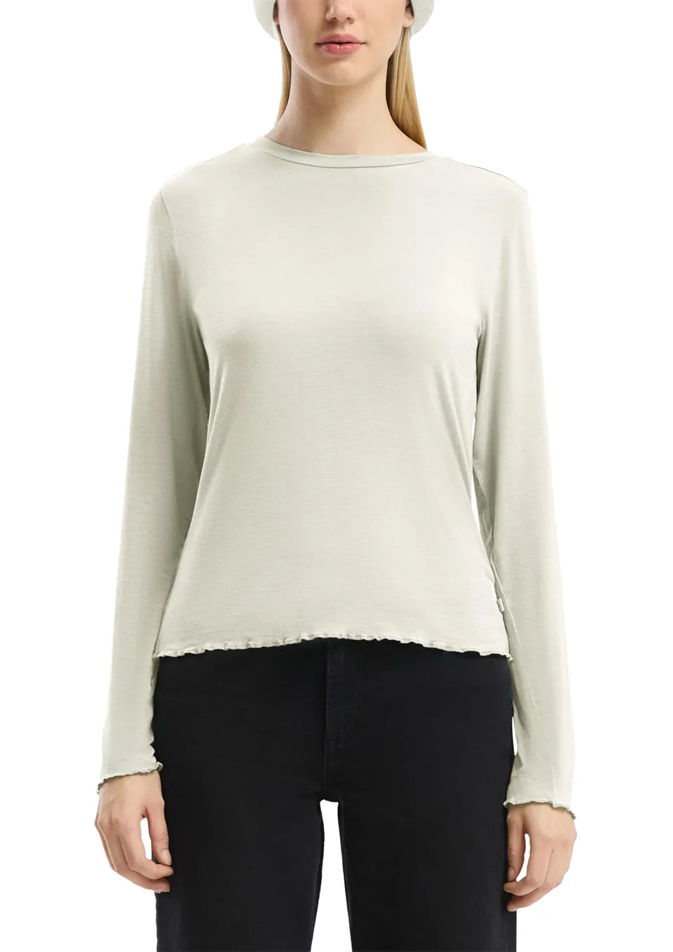 s.Oliver QS Longsleeve Viskosestretch schmal M ecru