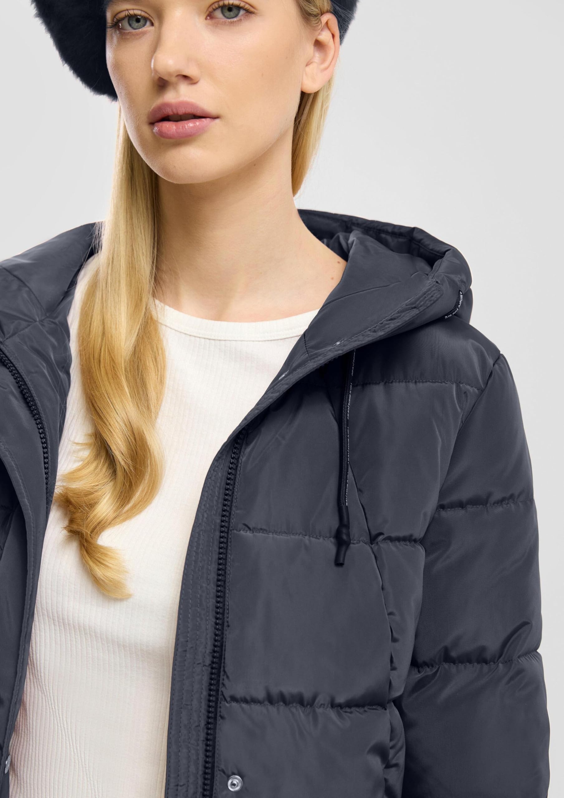 s.Oliver QS Steppjacke wattiert Kapuze M schwarz