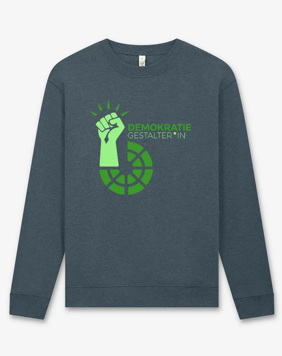 dna merch DBRT Demokratiegestalterin Rundhalspullover Grau