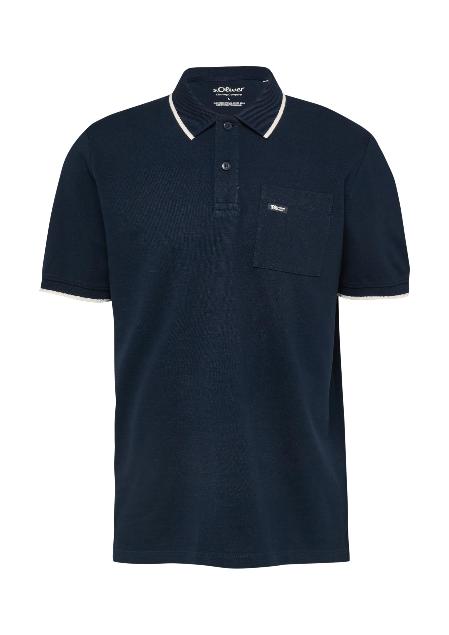 s.Oliver Junior Flammgarn-Piqué Poloshirt navy aus Baumwolle