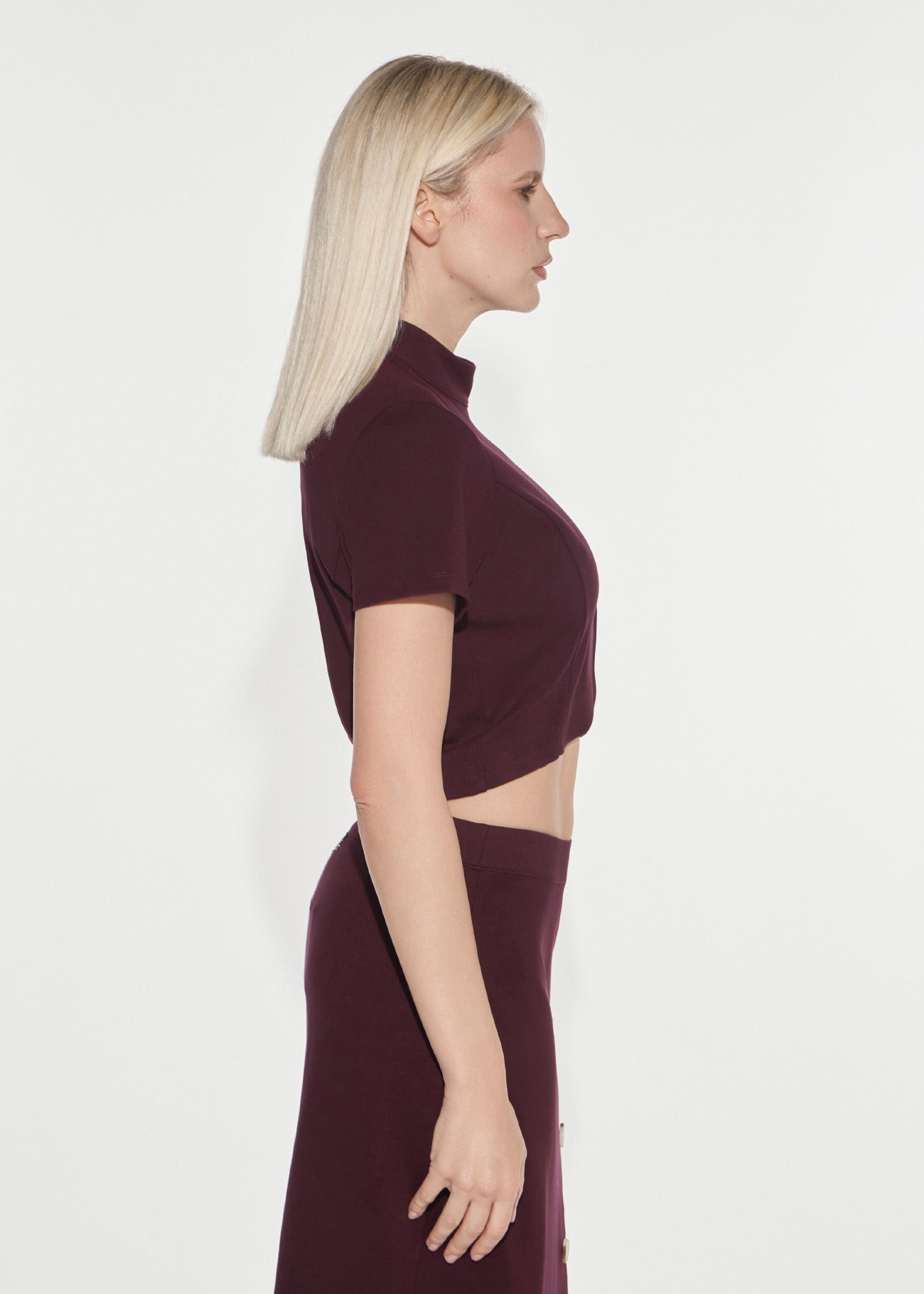 Denny Rose T-Shirt Punto Milano Cropped Red Wine