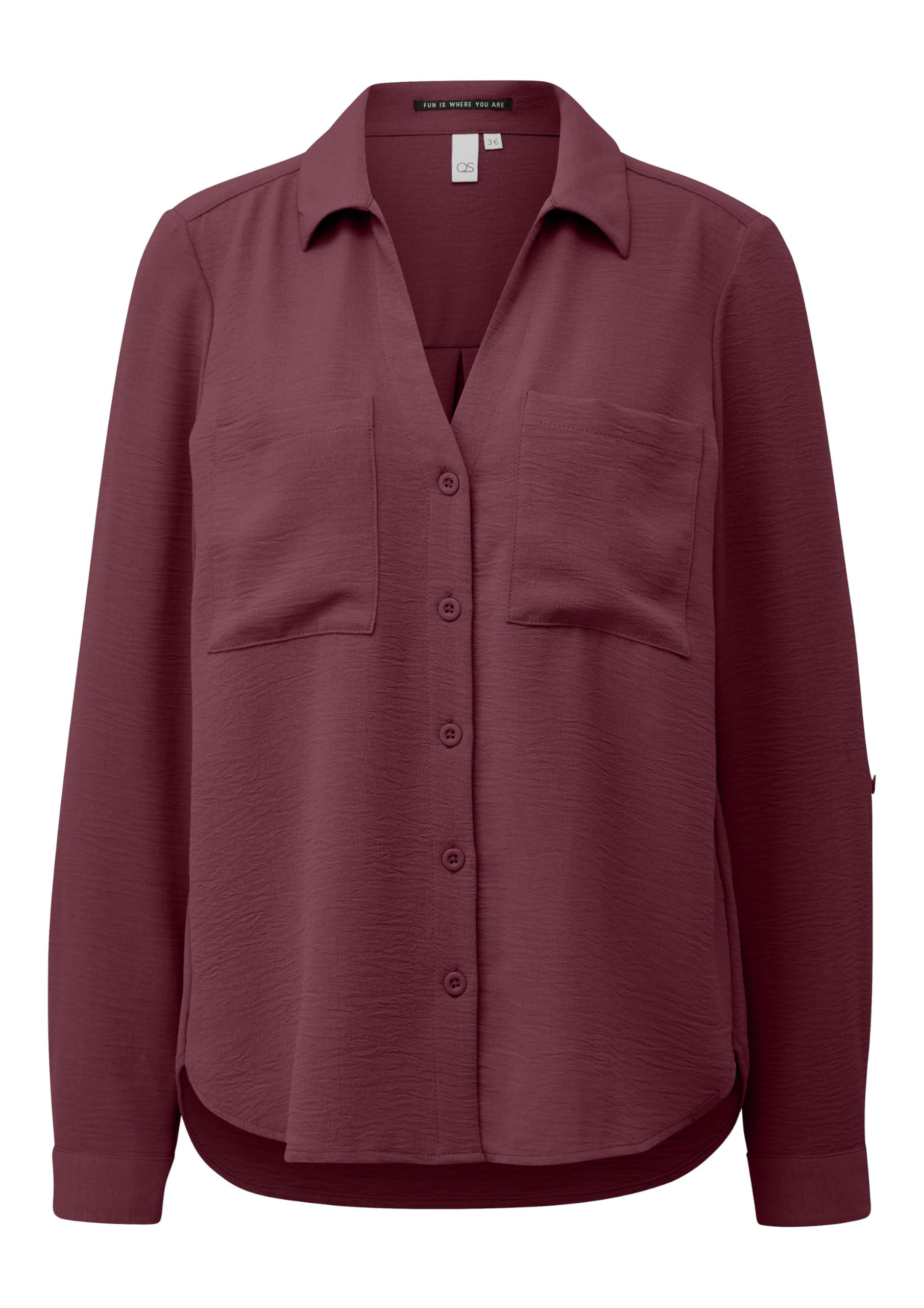 QS Crêpebluse Damen langarm Bordeaux Gr. 40