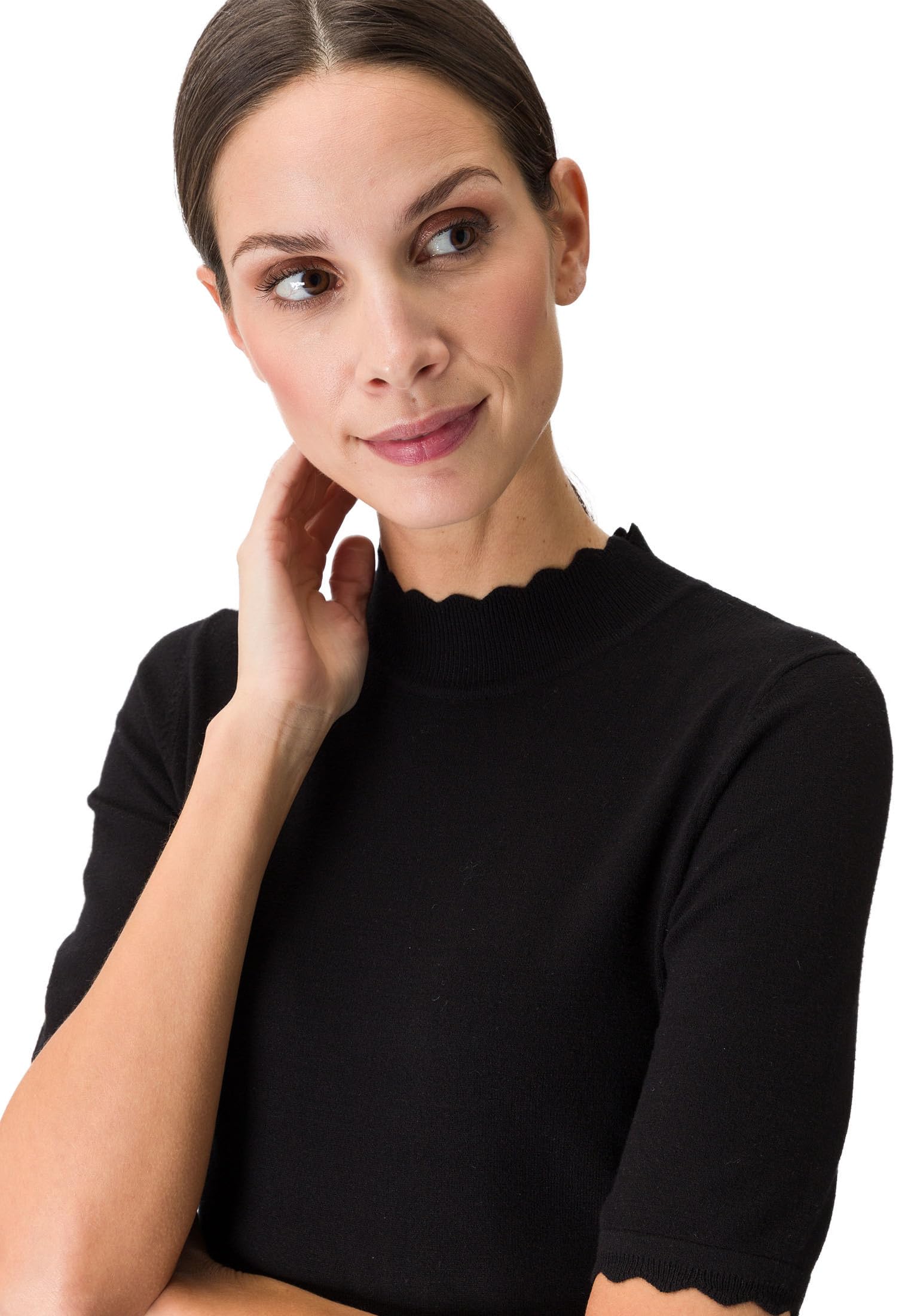 zero Strickpullover mit Wellenkante Pullover Black Beauty 34