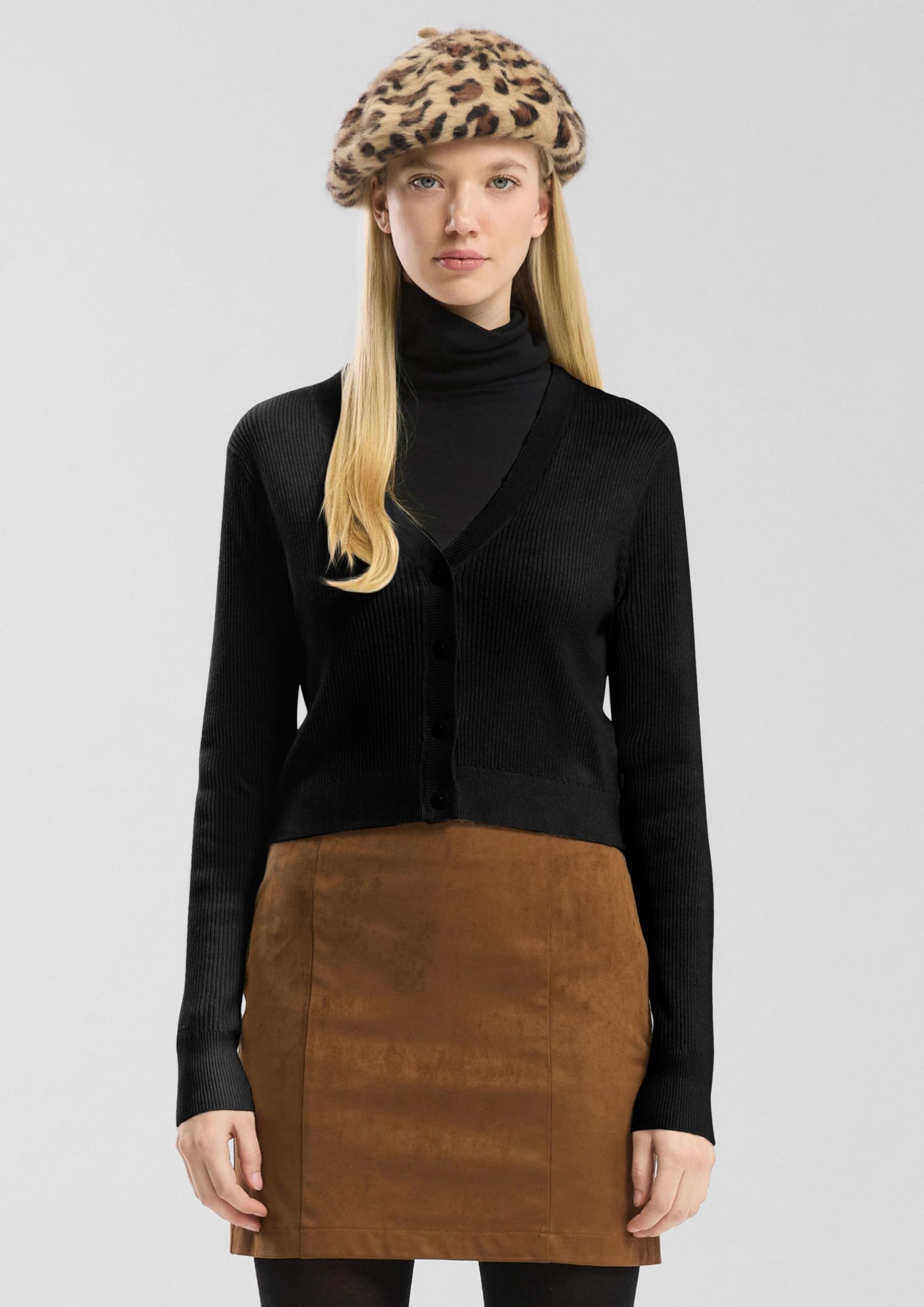 s.Oliver QS Strickjacke kurz Rippstruktur Knopfleiste