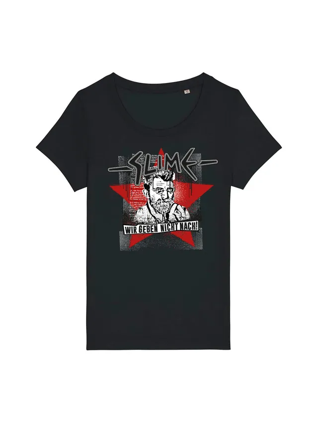 Slime Wir geben nicht nach Damen T-Shirt schwarz Biobaumwolle
