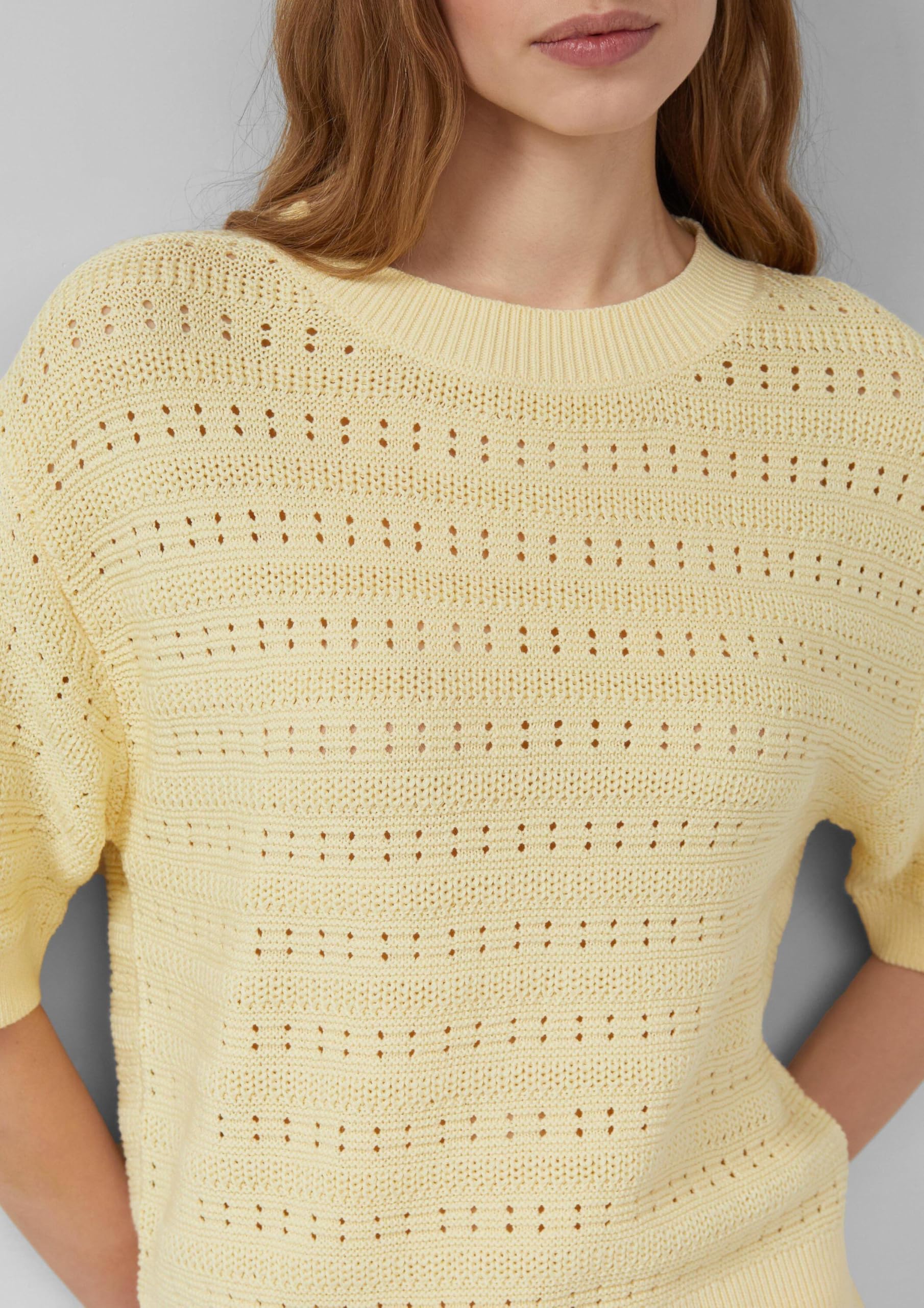 s.Oliver RED Label Strickpullover kurzarm Gelb Gr.36 Baumwolle