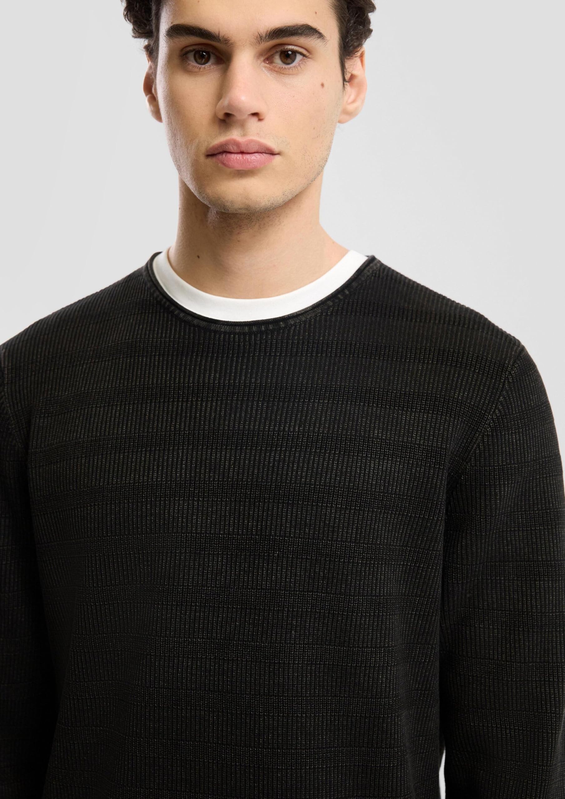 s.Oliver QS Strickpullover Rippstruktur Pullover olivgrün