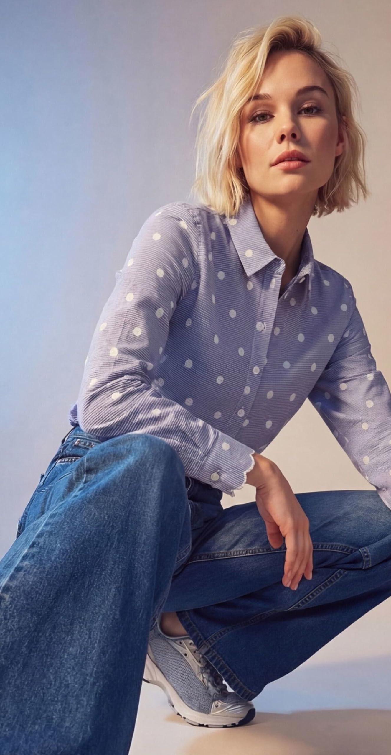 zero Bluse Streifen Stickerei Damenbluse 40 BlueWhite klassisch