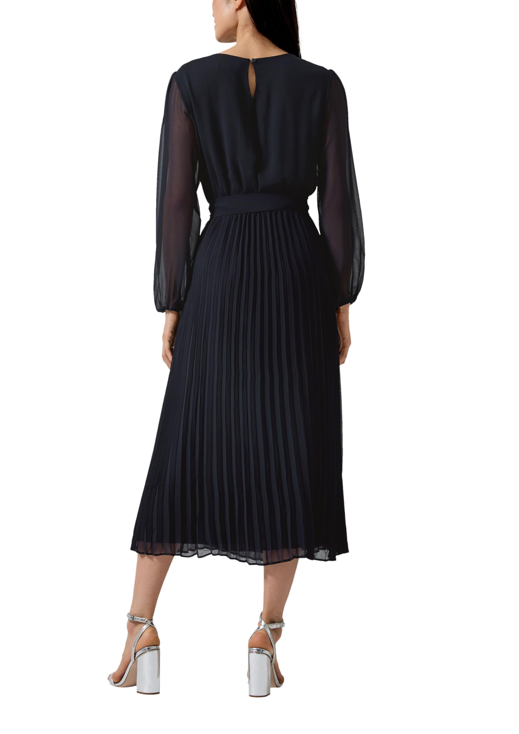 s.Oliver Midi-Chiffonkleid Plissee Kleid Gr. 40 mit Gürtel
