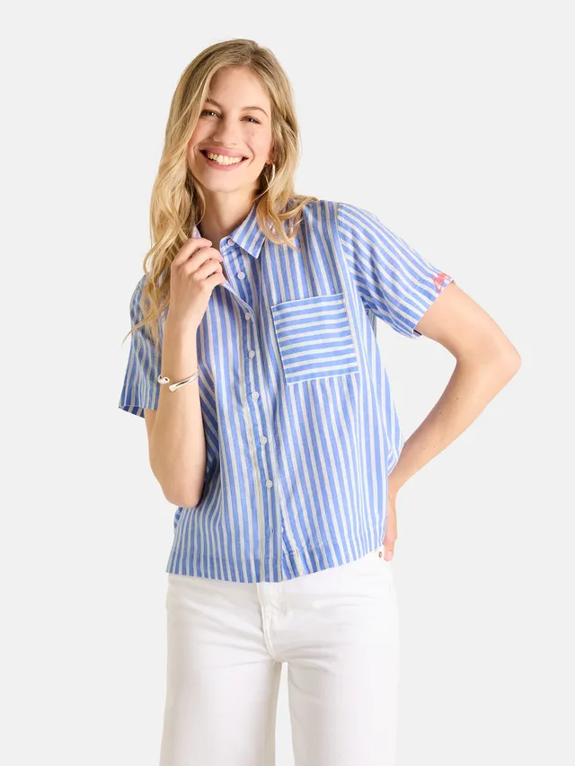 Lieblingsstück PeraL Kurzarm-Bluse royal blue gestreift