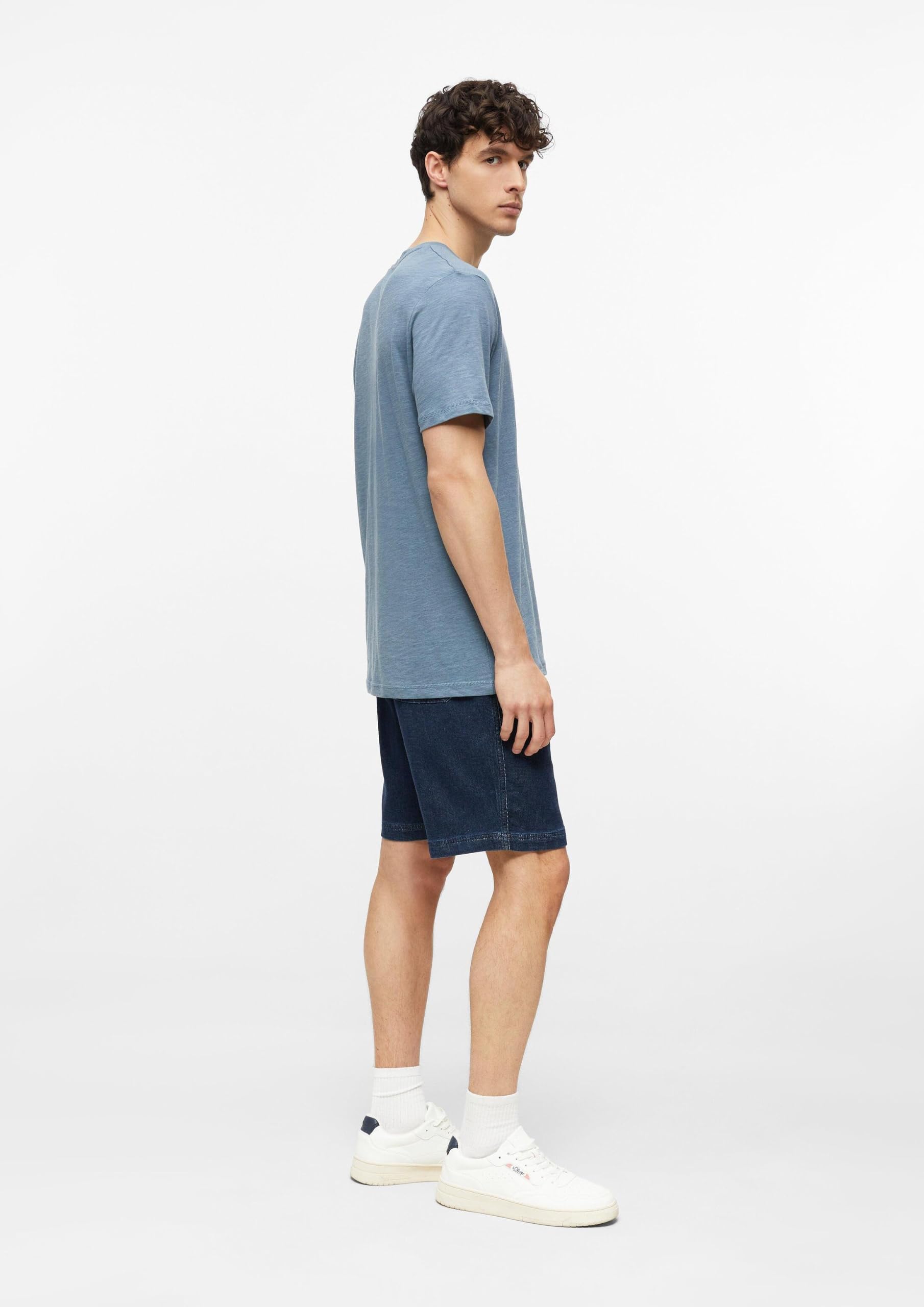 s.Oliver T-Shirt V-Ausschnitt Baumwollmix Blau Regular