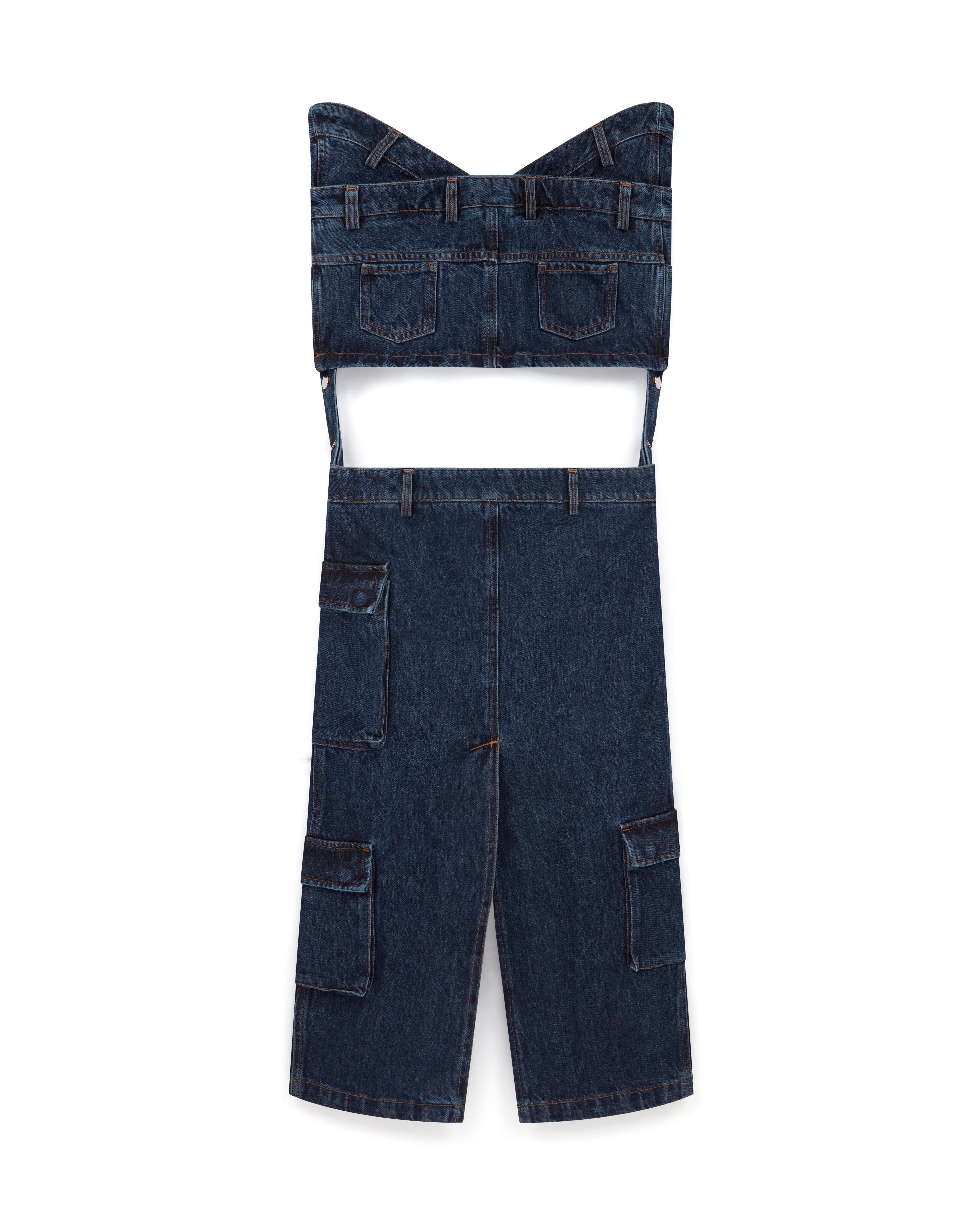 Mowalola City Dungaree Skirt Maxirock Grau Denim
