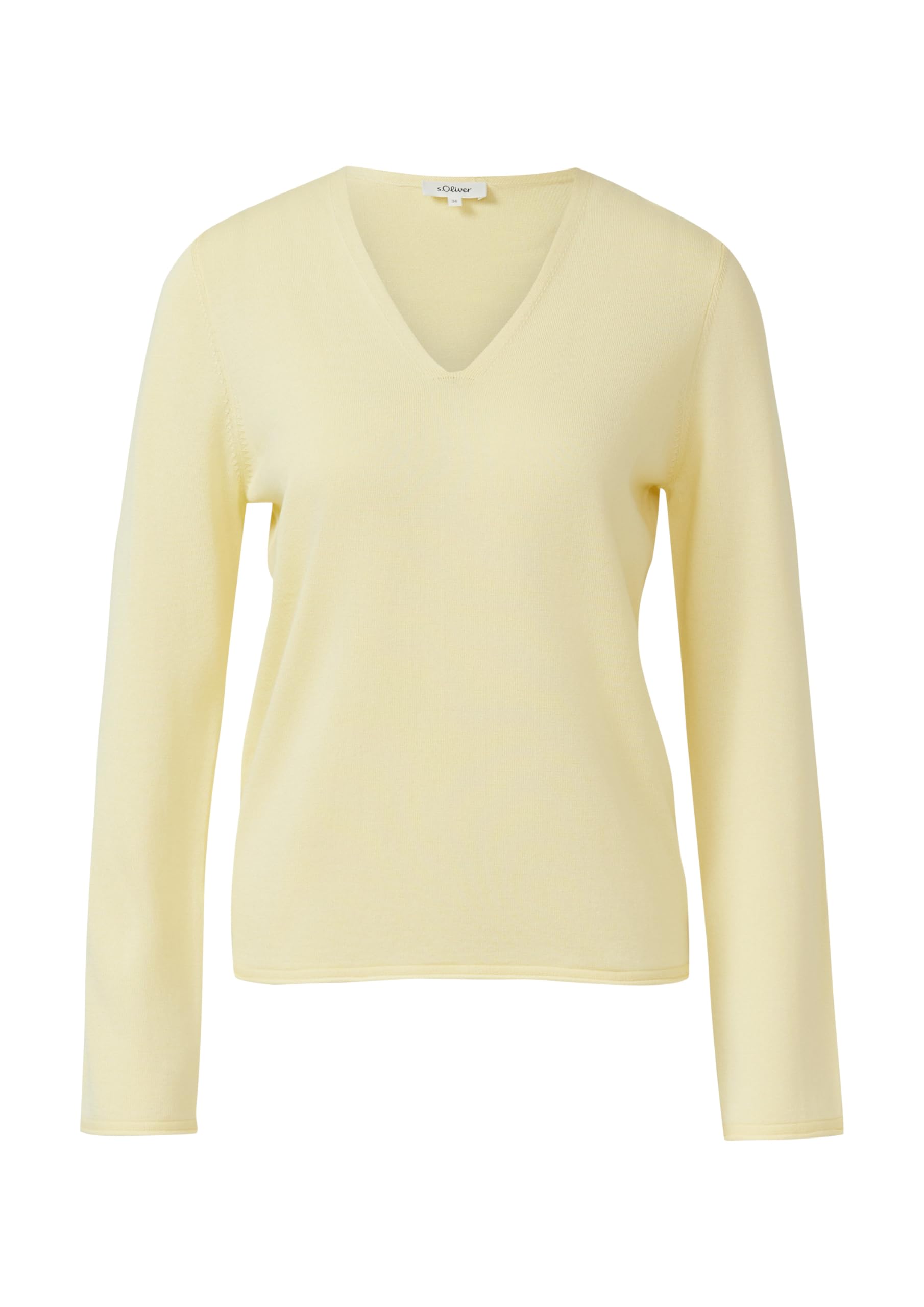 s.Oliver Red Label Feinstrickpullover gelb V-Ausschnitt